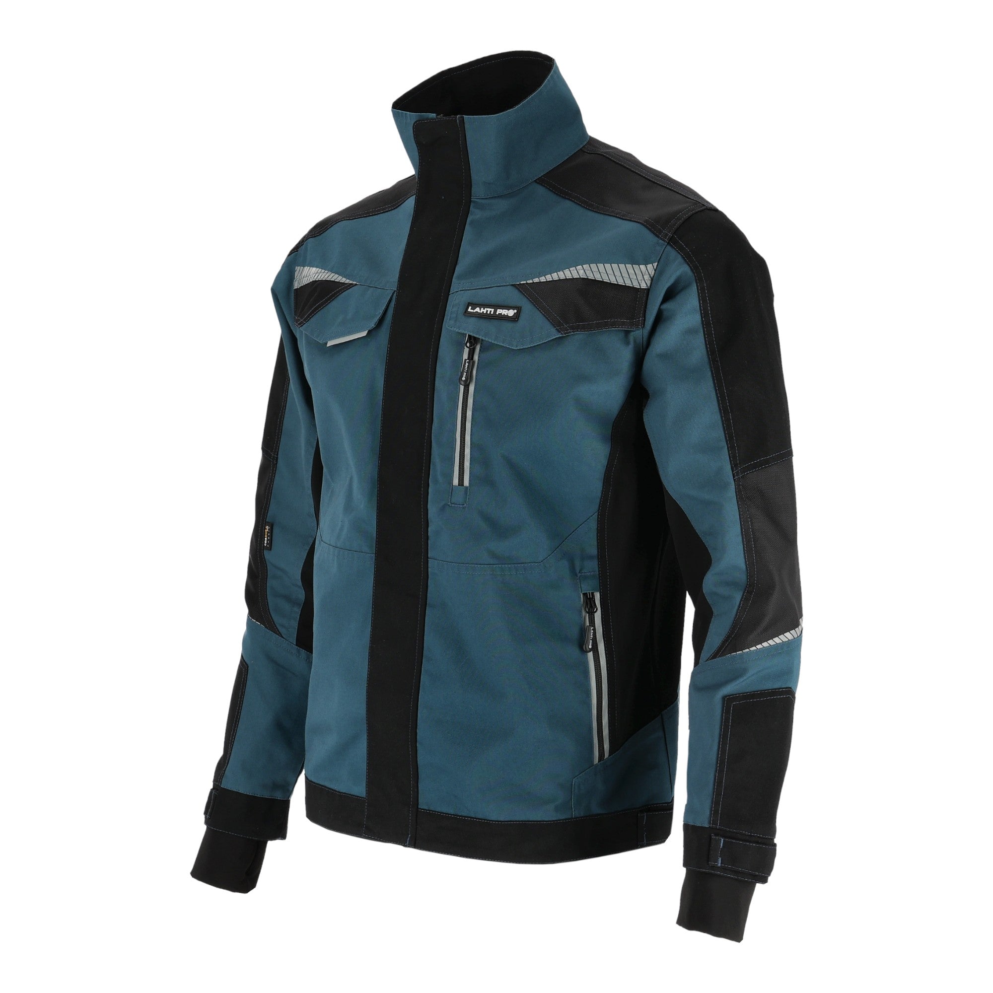 LAHTI PRO Arbeitsjacke mit Reflexstreifen Slim Fit Groesse L L4042103 tuerkis schwarz 1 - toolbrothers