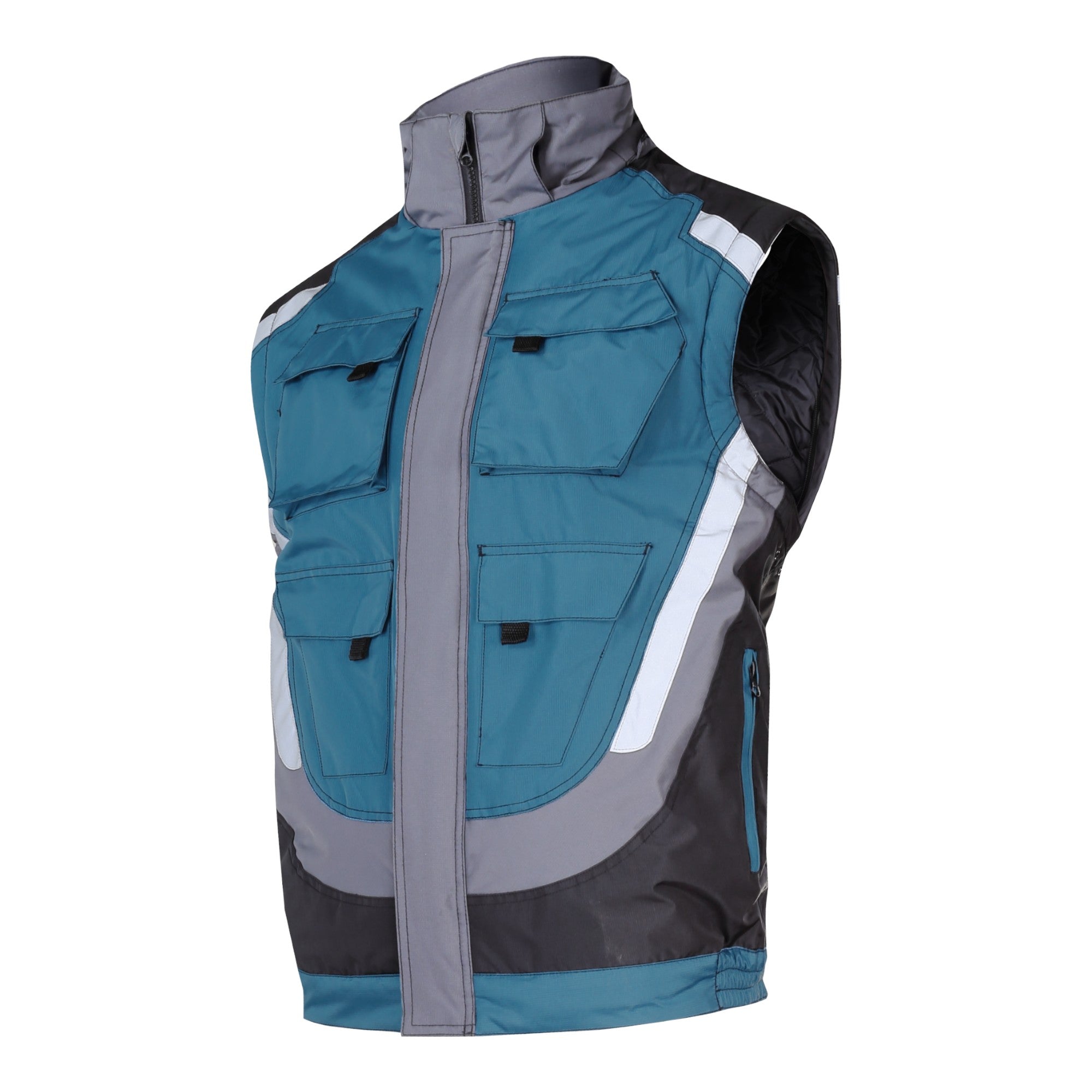 LAHTI PRO Gepolsterte Arbeitsjacke mit Reflexstreifen Groesse S L4092401 schwarz grau tuerkis 1 - toolbrothers