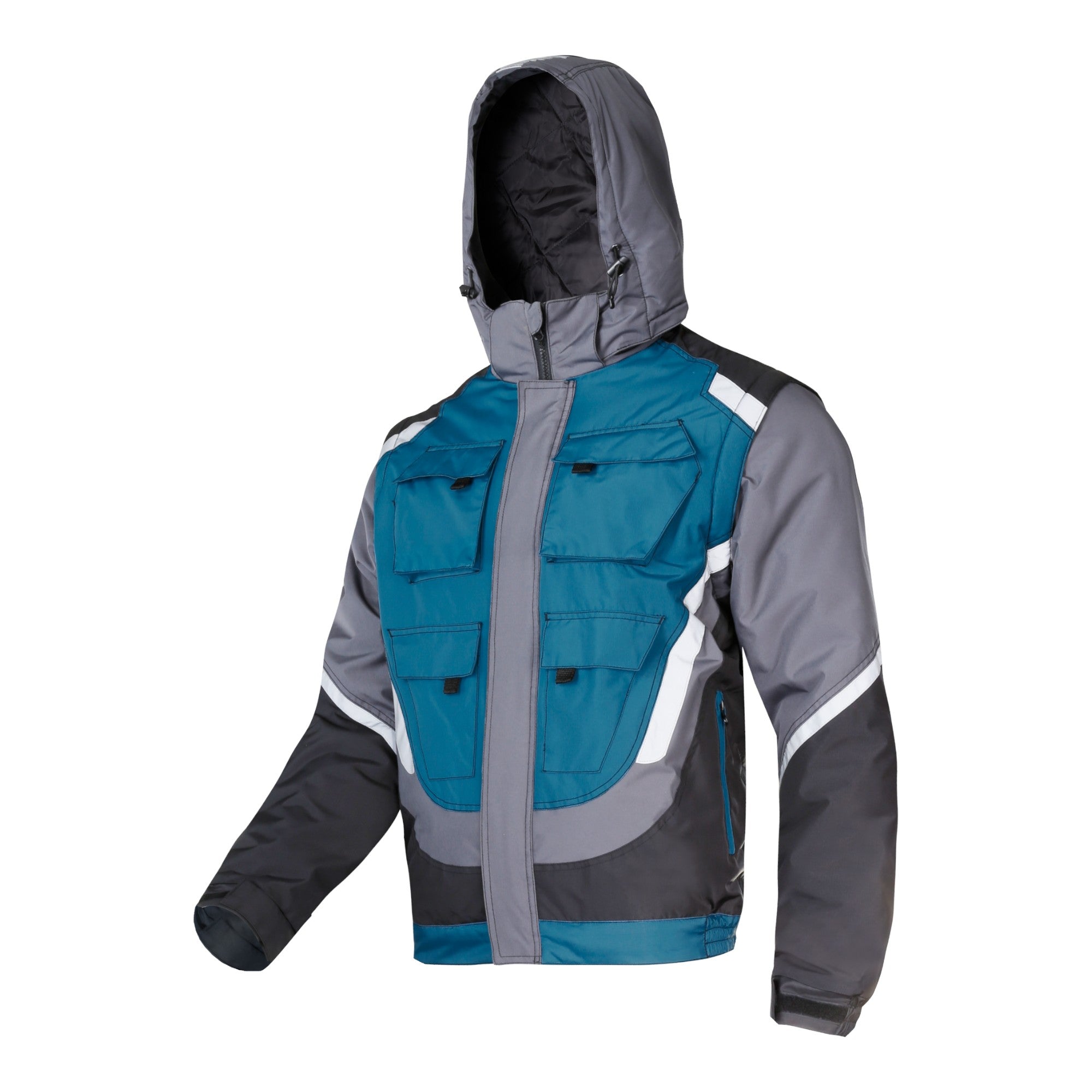 LAHTI PRO Gepolsterte Arbeitsjacke mit Reflexstreifen Groesse XL L4092404 schwarz grau tuerkis 0 - toolbrothers