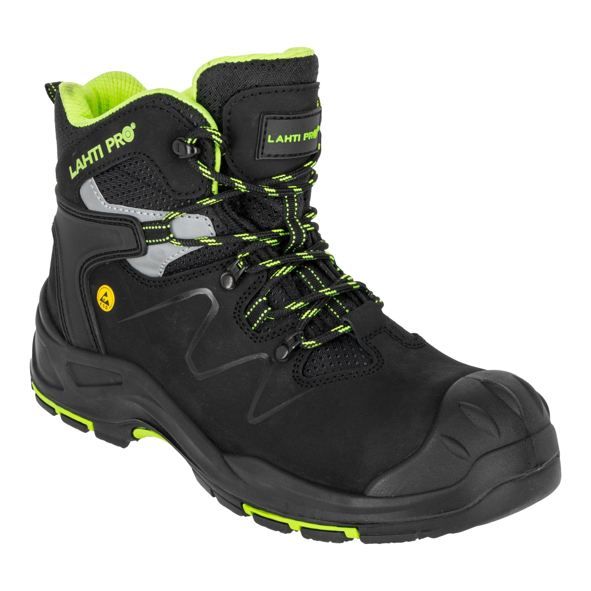 LAHTI PRO Sicherheitsstiefel Nubuk S3 FO HRO SR Groesse 42 L3013042 schwarz gruen 1 - toolbrothers