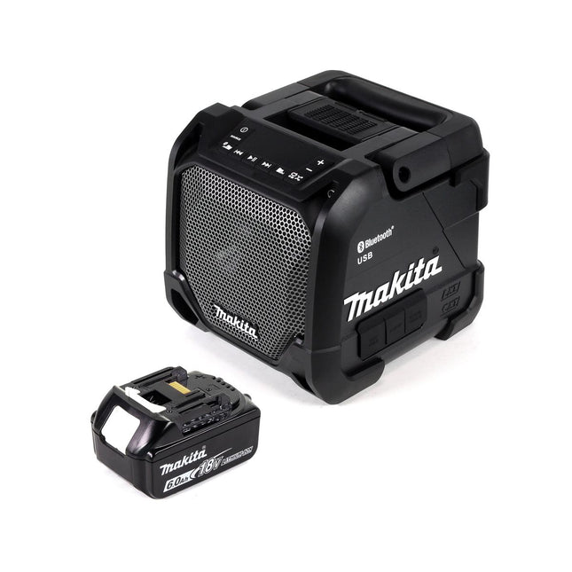Makita DMR 202 G1 B Baustellen Lautsprecher Schwarz Bluetooth Akku und Netzbetrieb mit 1x 6,0 Ah Akku, ohne Ladegerät - Toolbrothers