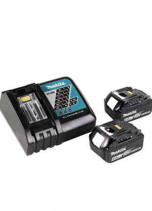 Makita DMR 202 RG B Baustellen Lautsprecher Schwarz Bluetooth Akku und Netzbetrieb mit 2x 6,0 Ah Akku und Ladegerät - Toolbrothers