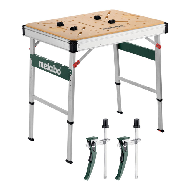 Metabo MWB 100 Multifunktionstisch mobile Werkbank robuste MDF Tischplatte 2x Senkrecht Schnellspannzwinge 0 - toolbrothers