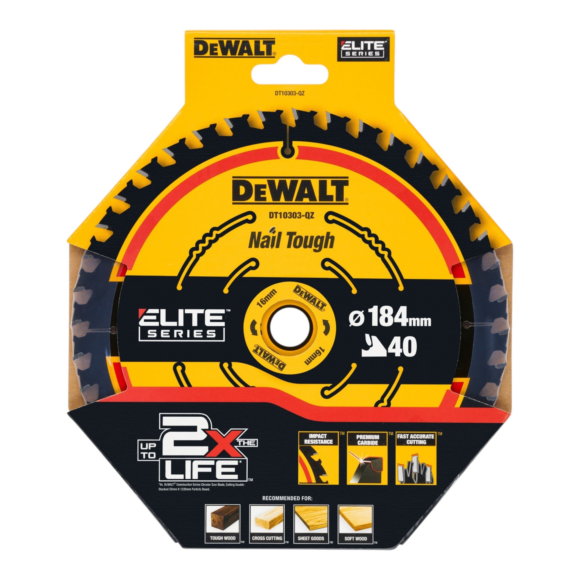 DeWalt DT 10303 ELITE Kreissaegeblatt 184 x 16 x 1 65 mm 40 Zaehne fuer Handkreissaegen 0 - toolbrothers
