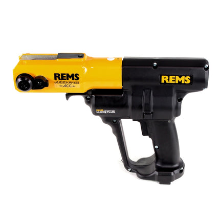 REMS Akku Press ACC 14,4 V Akku Radialpresse mit Zwangsablauf im Stahlblechkasten + 2 x 3,0 Ah Akku + Ladegerät + 3 x Pressbacken V15 V18 V22 - Toolbrothers