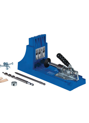 KREG Jig K4 Starter Set ( K4 ) Tischler Komplettset Verbindungssystem aus Holz mit Bohrschablone K4, Stufenbohrer, Bit, Schrauben und Stopfen