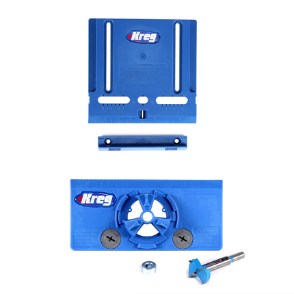 KREG Möbelbau-Set mit Cabinet Hardware Jig ( KHI-PULL ) + Concealed Hinge Jig ( KHI-HINGE ) + 2 x Schnellspannzwingen ( KHC-PREMIUM ) + Drawer Slide Jig ( KHI-SLIDE ) + R3 + Schraubensortiment ( SK03 ) - Toolbrothers