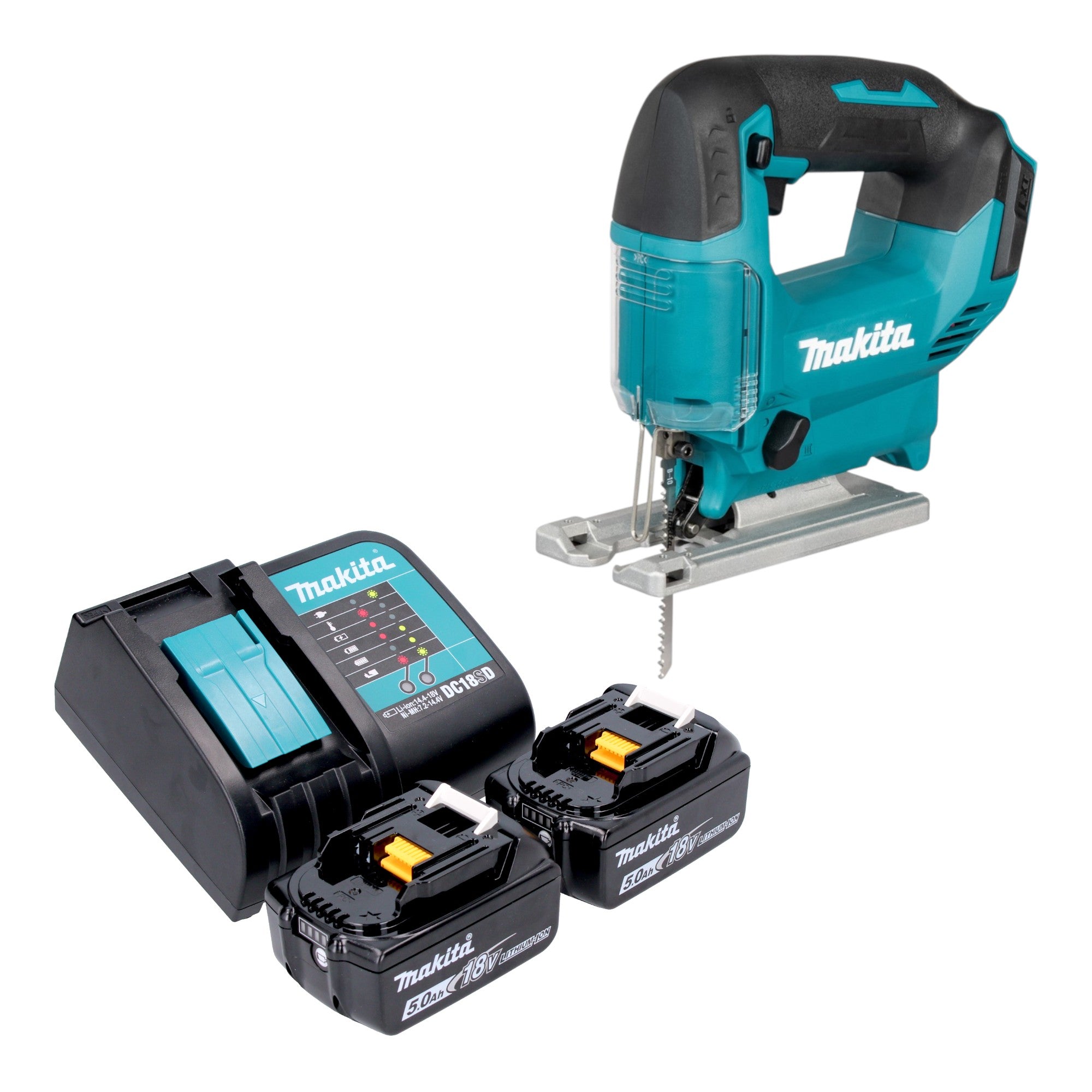 Makita DJV 186 ST Akku Pendelhubstichsaege 18 V 2x Akku 5 0 Ah Ladegeraet 0 - toolbrothers