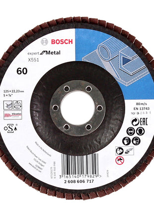 Bosch Fächerschleifscheiben X551 Expert for Metal 125mm, K60, 10 Stück ( 10x 2608606717 ) - Toolbrothers