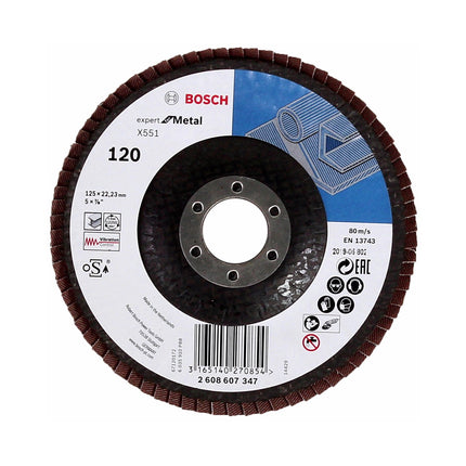Bosch Fächerschleifscheiben X551 Expert for Metal 125mm, K120, 10 Stück ( 10x 2608607347 ) - Toolbrothers