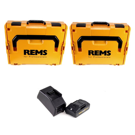 REMS Akku-Press 22V ACC + 1x Akku 2,5Ah + Schnellladegerät + Pressbacken Presszangen Standard Set TH16,20,26 in 2 L-Boxxen - Toolbrothers