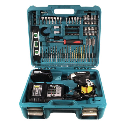 Makita DTD 155 SFTK B Akku Schlagschrauber 18V 140Nm Brushless + 1x Akku 3,0Ah + Ladegerät + 101tlg. Werkezeugset im Koffer - Toolbrothers