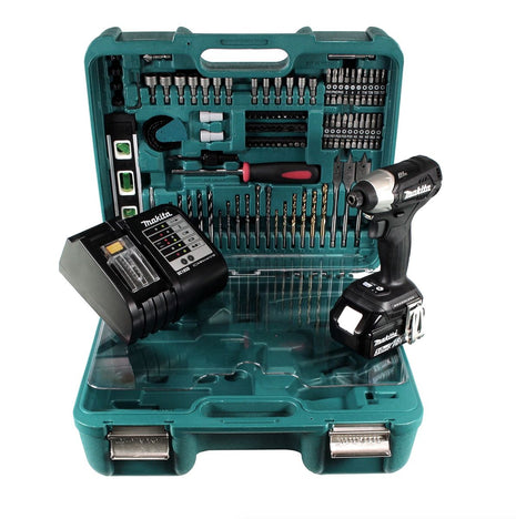 Makita DTD 155 SFTK B Akku Schlagschrauber 18V 140Nm Brushless + 1x Akku 3,0Ah + Ladegerät + 101tlg. Werkezeugset im Koffer - Toolbrothers