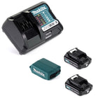 Makita DEAADP08 WA USB Adapter für 10,8V-12V Akkus + 2x 2,0 Ah Akku ( 197396-9 ) + Lader ( 197343-0 ) - Toolbrothers