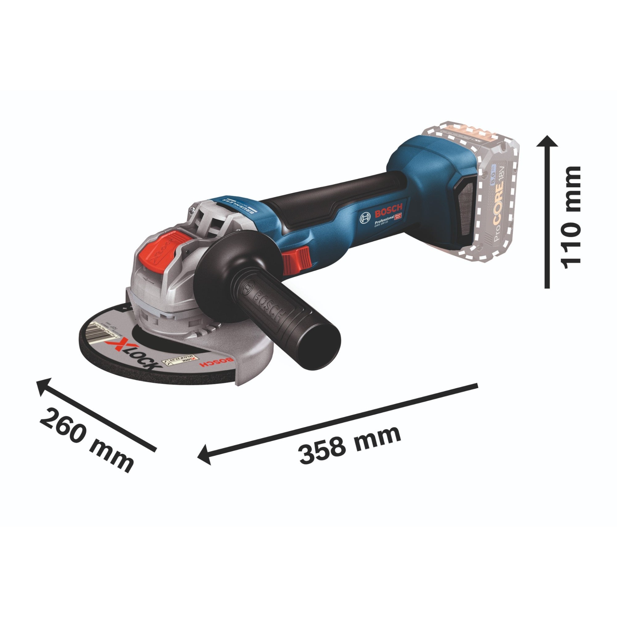 Bosch GWX 18V 10 Akku Winkelschleifer 18 V 125 mm Brushless 2x Akku 5 0 Ah Ladegeraet 4 - toolbrothers