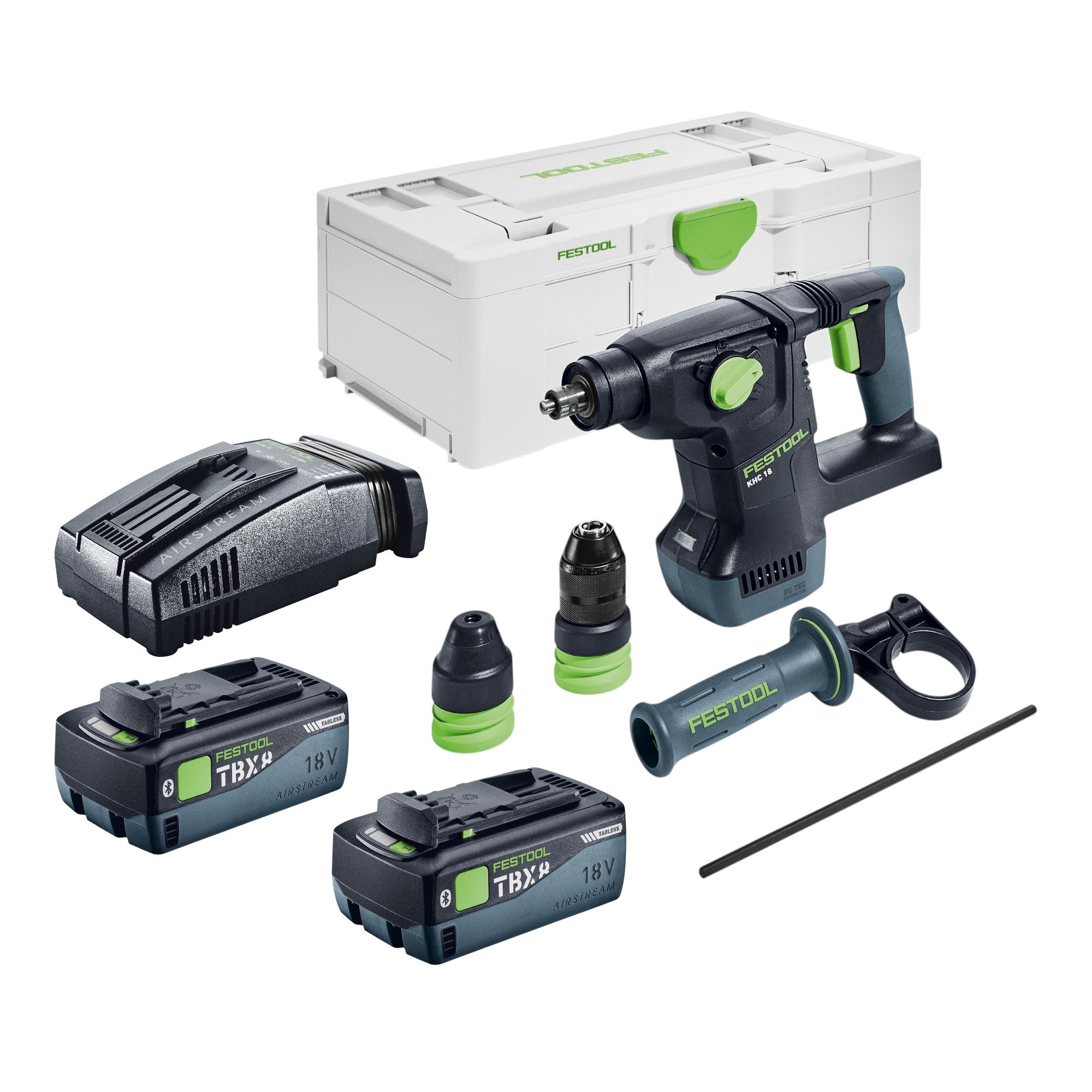 Festool KHC 18 EB Basic Akku Kombihammer 18 V 2 6 J SDS Plus Brushless 2x Akku 8 0 Ah Schnellladegeraet Systainer 0 - toolbrothers