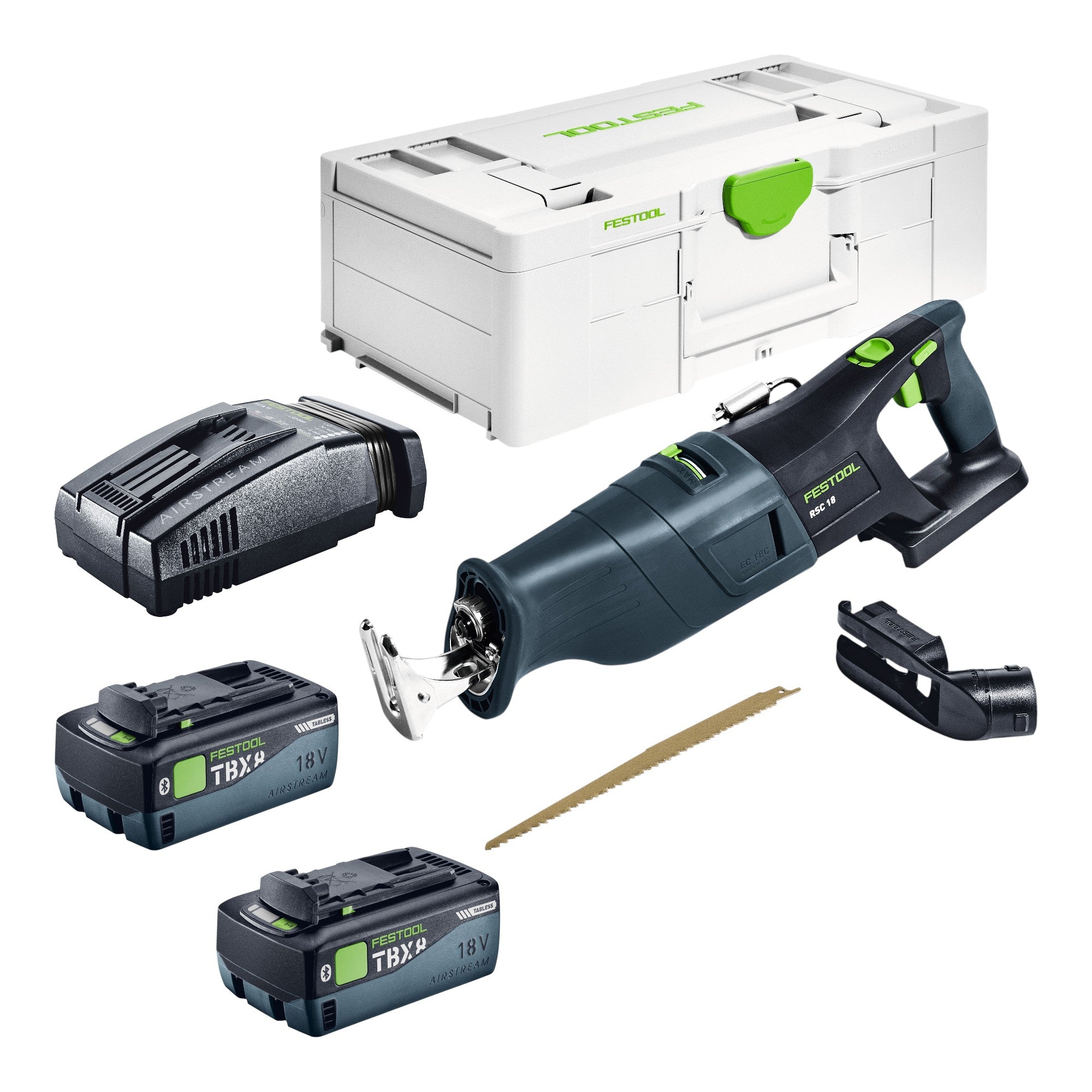 Festool RSC 18 EB Basic Akku Saebelsaege 18 V Brushless 2x Akku 8 0 Ah Schnellladegeraet Systainer 0 - toolbrothers