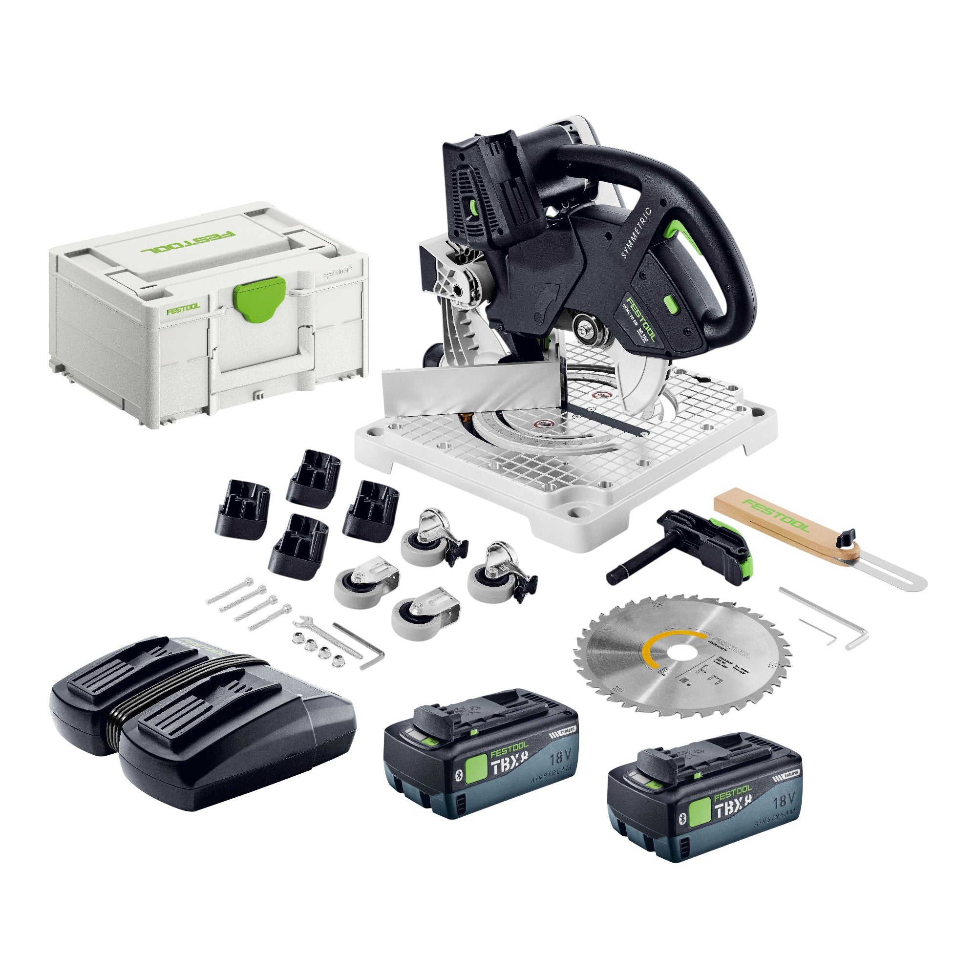 Festool SYMC 70 EB Basic Akku Leistensaege 36 V 2 x 18 V 216 mm 2x Akku 8 0 Ah Doppelladegeraet Systainer 0 - toolbrothers