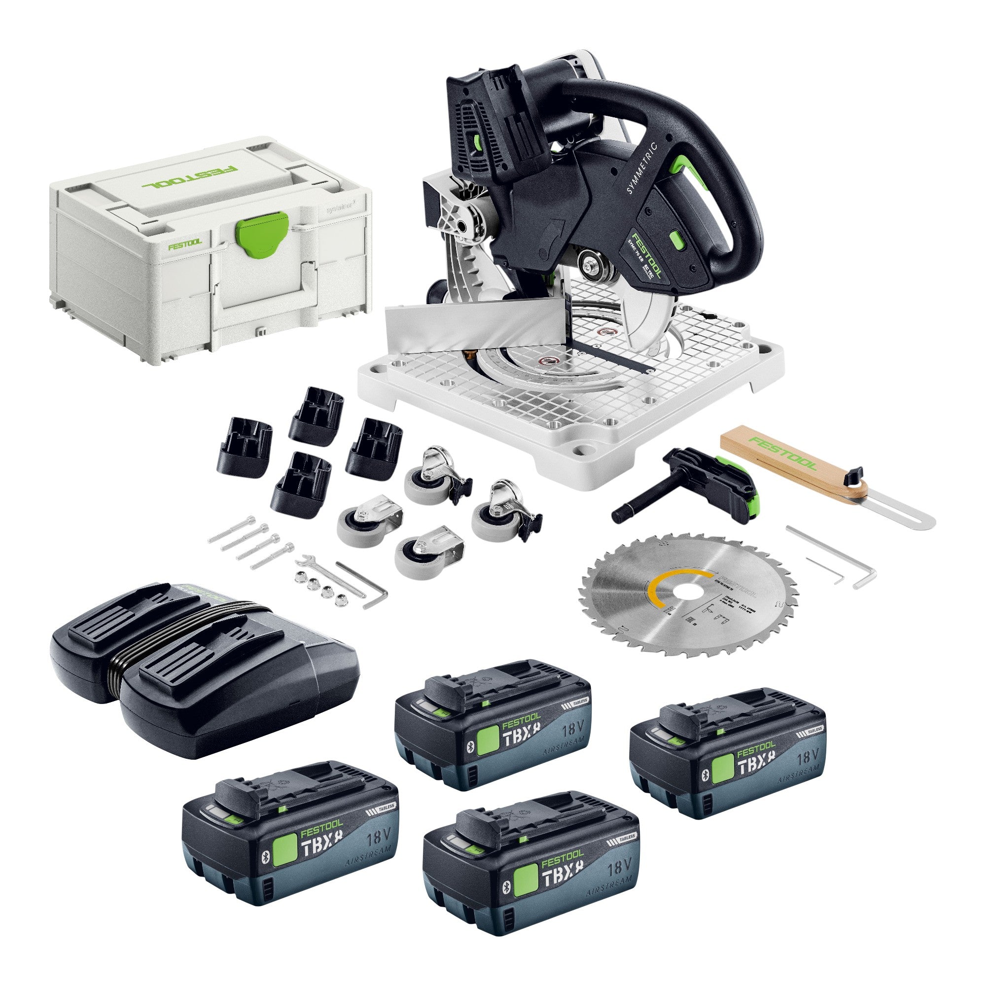 Festool SYMC 70 EB Basic Akku Leistensaege 36 V 2 x 18 V 216 mm 4x Akku 8 0 Ah Doppelladegeraet Systainer 0 - toolbrothers