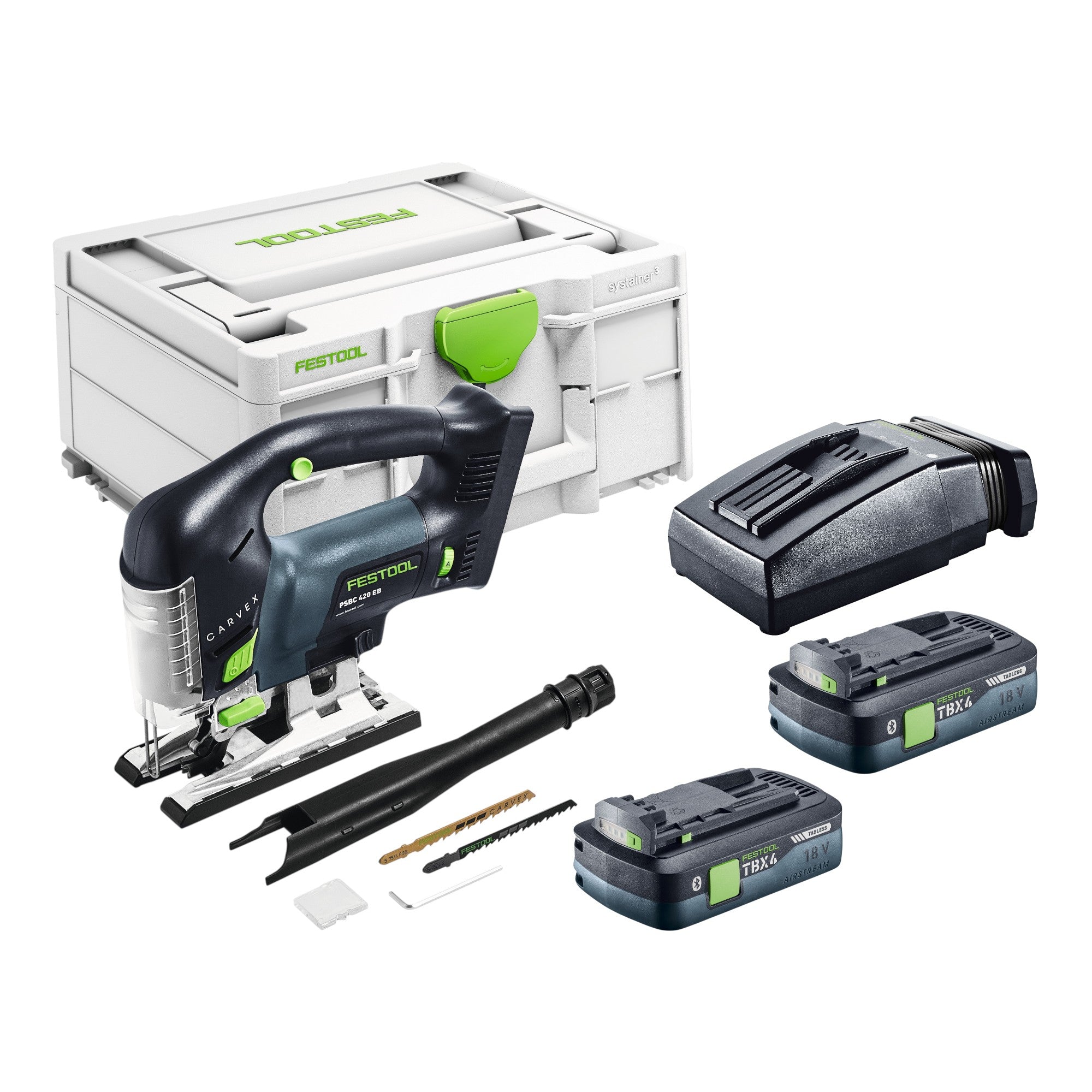 Festool PSBC 420 EB Basic Akku Pendelstichsaege 18 V 120 mm Brushless 2x Akku 4 0 Ah Ladegeraet Systainer 0 - toolbrothers