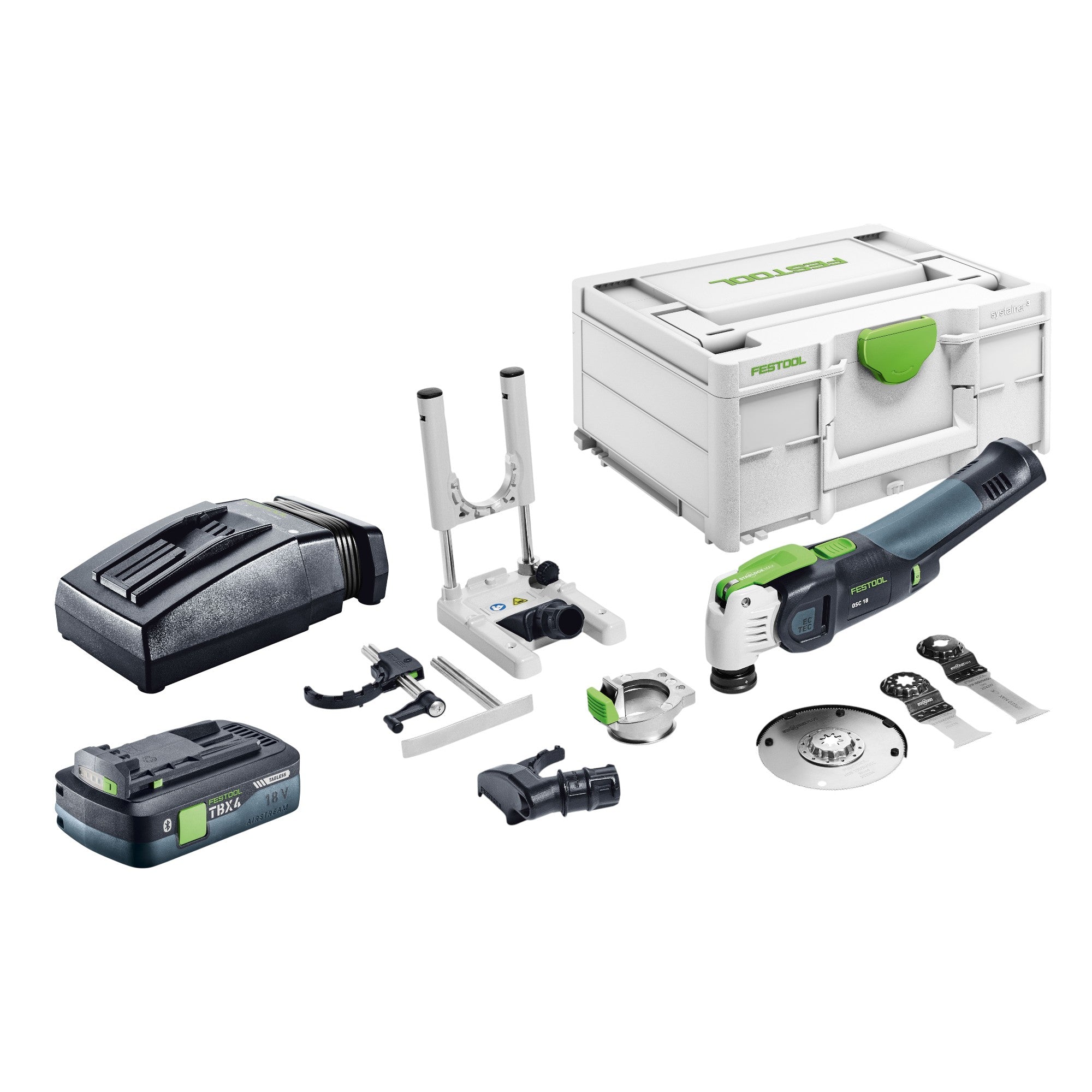 Festool OSC 18 E Basic Set Akku Oszillierer 18 V Starlock Max Brushless 1x Akku 4 0 Ah Ladegeraet 7 tlg Zubehoer Set Systainer 0 - toolbrothers