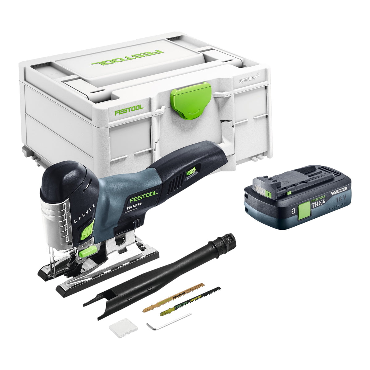 Festool PSC 420 EB-Basic-4,0 Sierra de calar pendular sin cable 18 V 120 mm ( 577026 ) Sin escobillas + 1x batería 4,0 Ah + Systainer - sin cargador