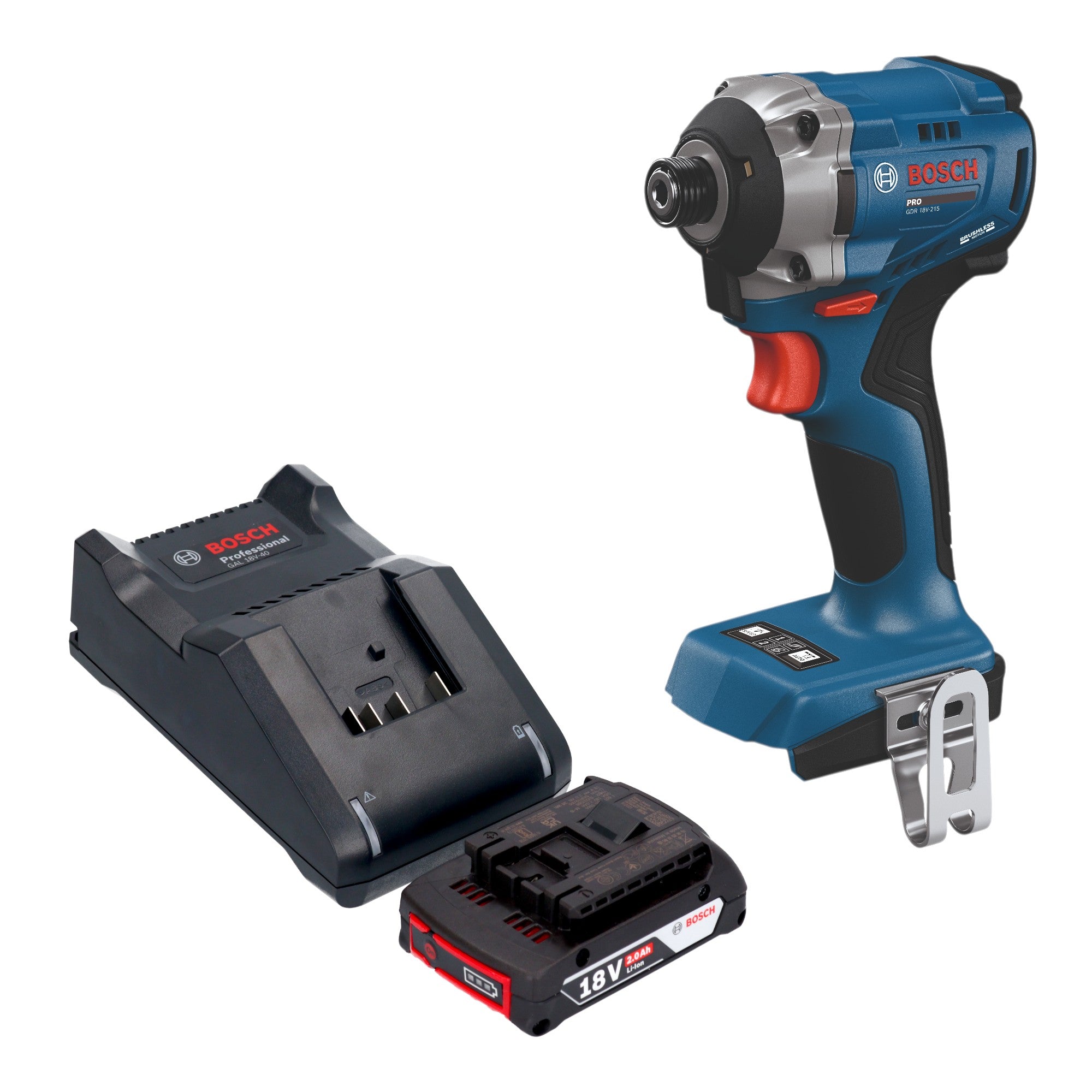 Bosch GDR 18V 215 Professional Akku Drehschlagschrauber 18 V 215 Nm 1 4 Brushless 1x Akku 2 0 Ah Ladegeraet 0 - toolbrothers
