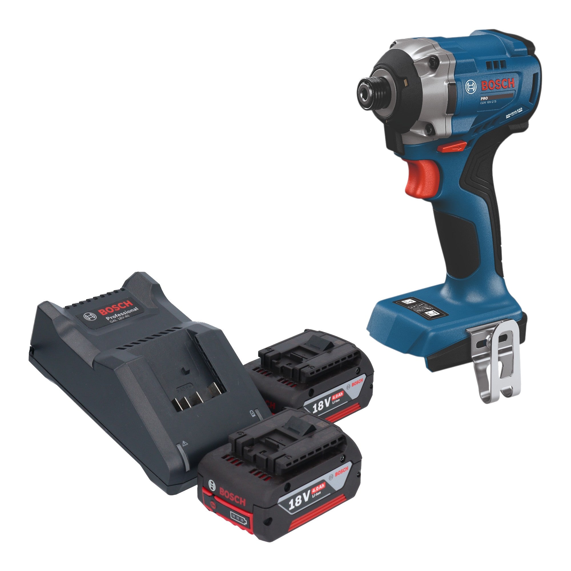 Bosch GDR 18V 215 Professional Akku Drehschlagschrauber 18 V 215 Nm 1 4 Brushless 2x Akku 4 0 Ah Ladegeraet 0 - toolbrothers