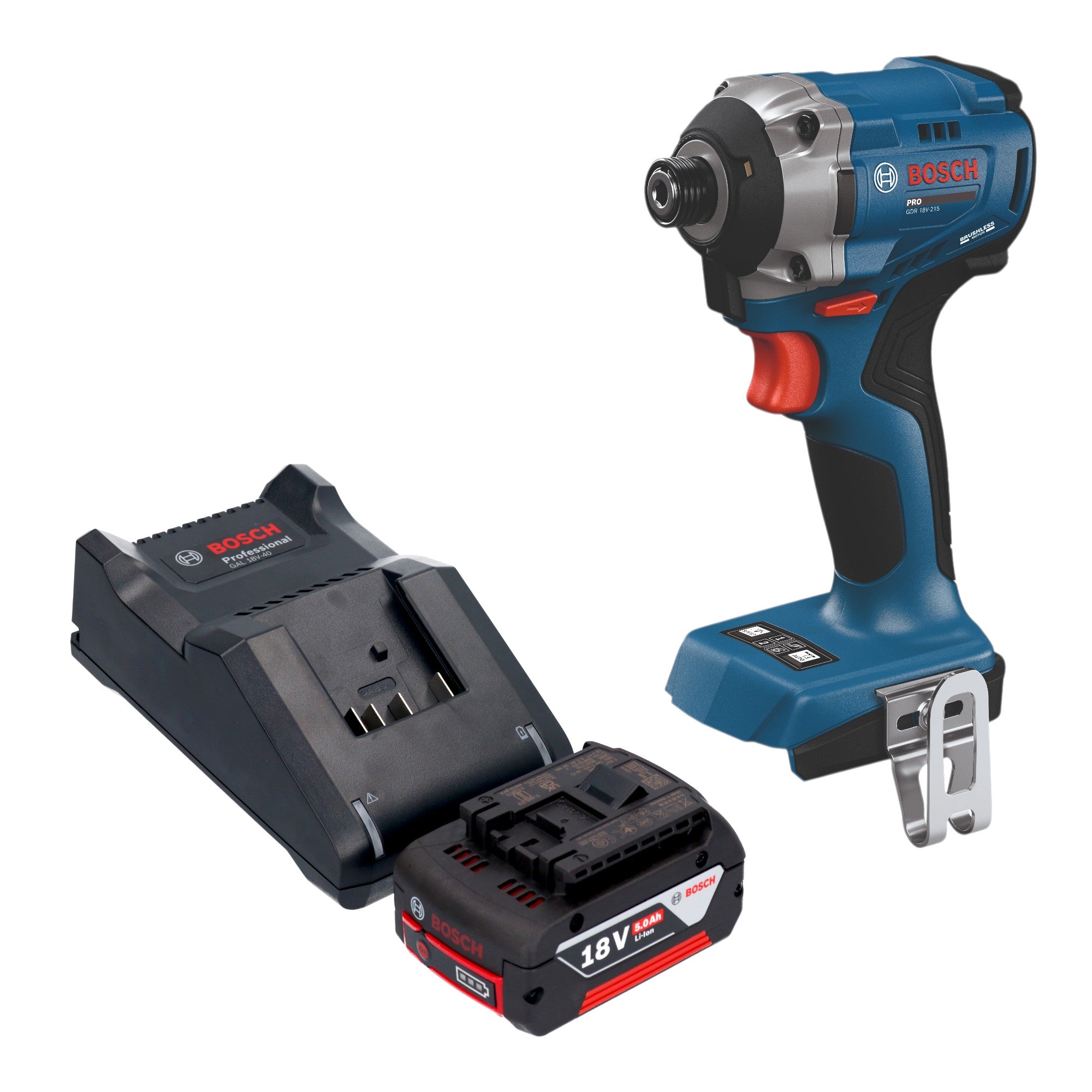 Bosch GDR 18V 215 Professional Akku Drehschlagschrauber 18 V 215 Nm 1 4 Brushless 1x Akku 5 0 Ah Ladegeraet 0 - toolbrothers