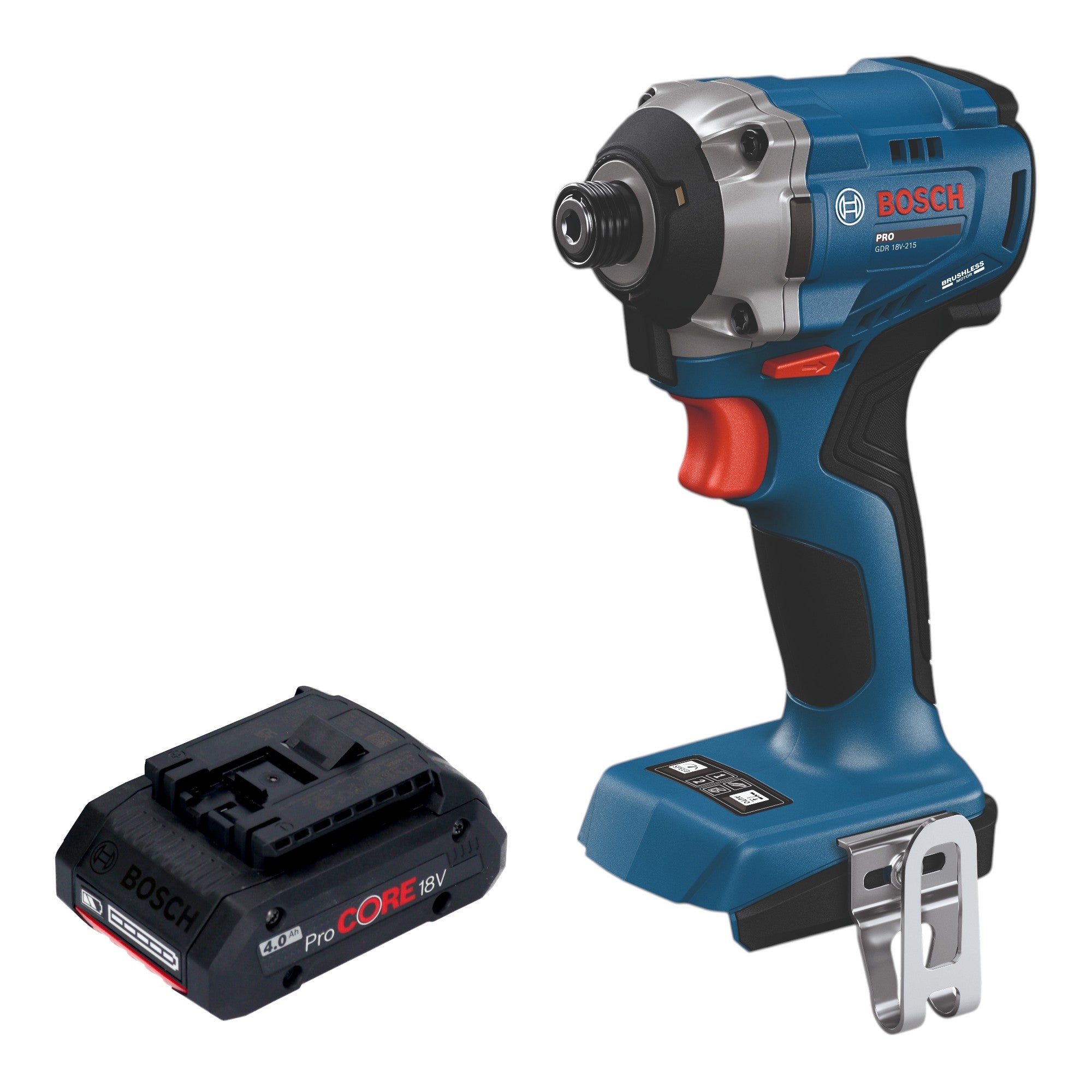 Bosch GDR 18V 215 Professional Akku Drehschlagschrauber 18 V 215 Nm 1 4 Brushless 1x ProCORE Akku 4 0 Ah ohne Ladegeraet 0 - toolbrothers