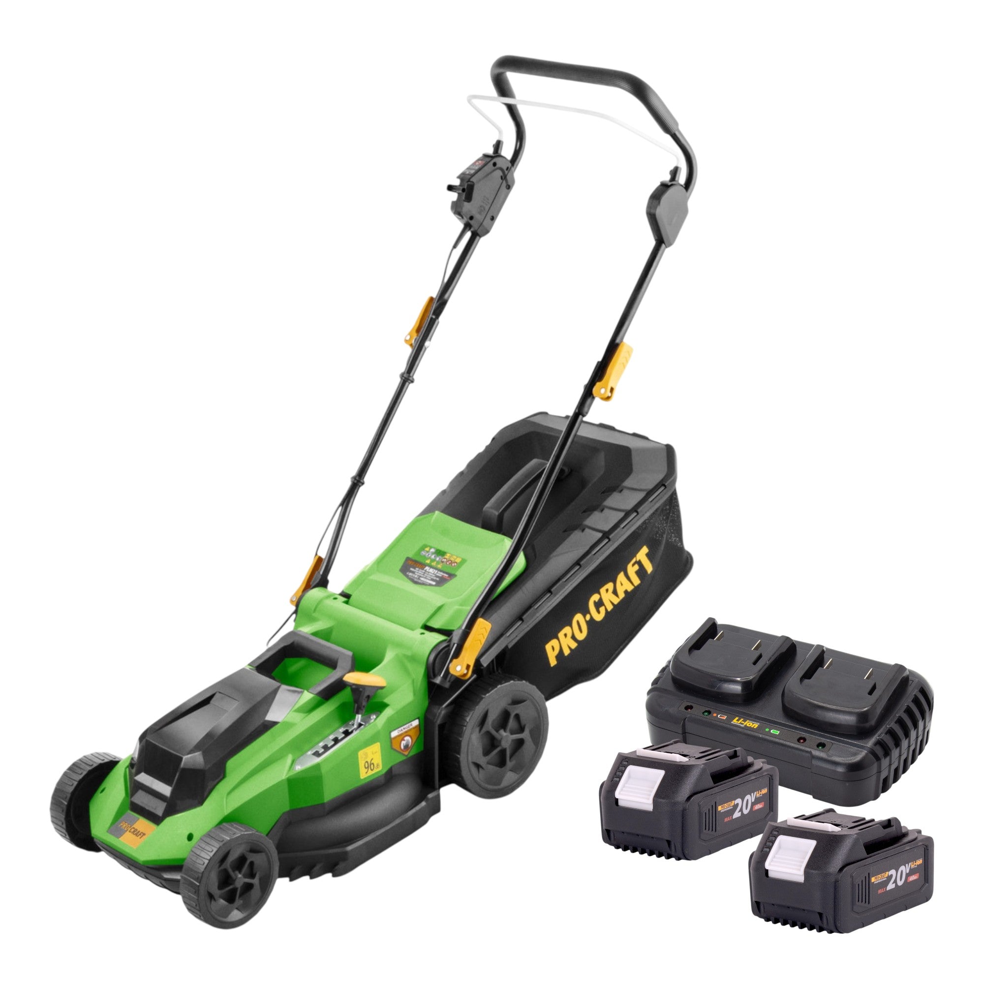Procraft PLM21bb Akku Rasenmaeher 40 V 2x 20 V 380 mm Brushless 2x Akku 4 0 Ah Ladegeraet 0 - toolbrothers
