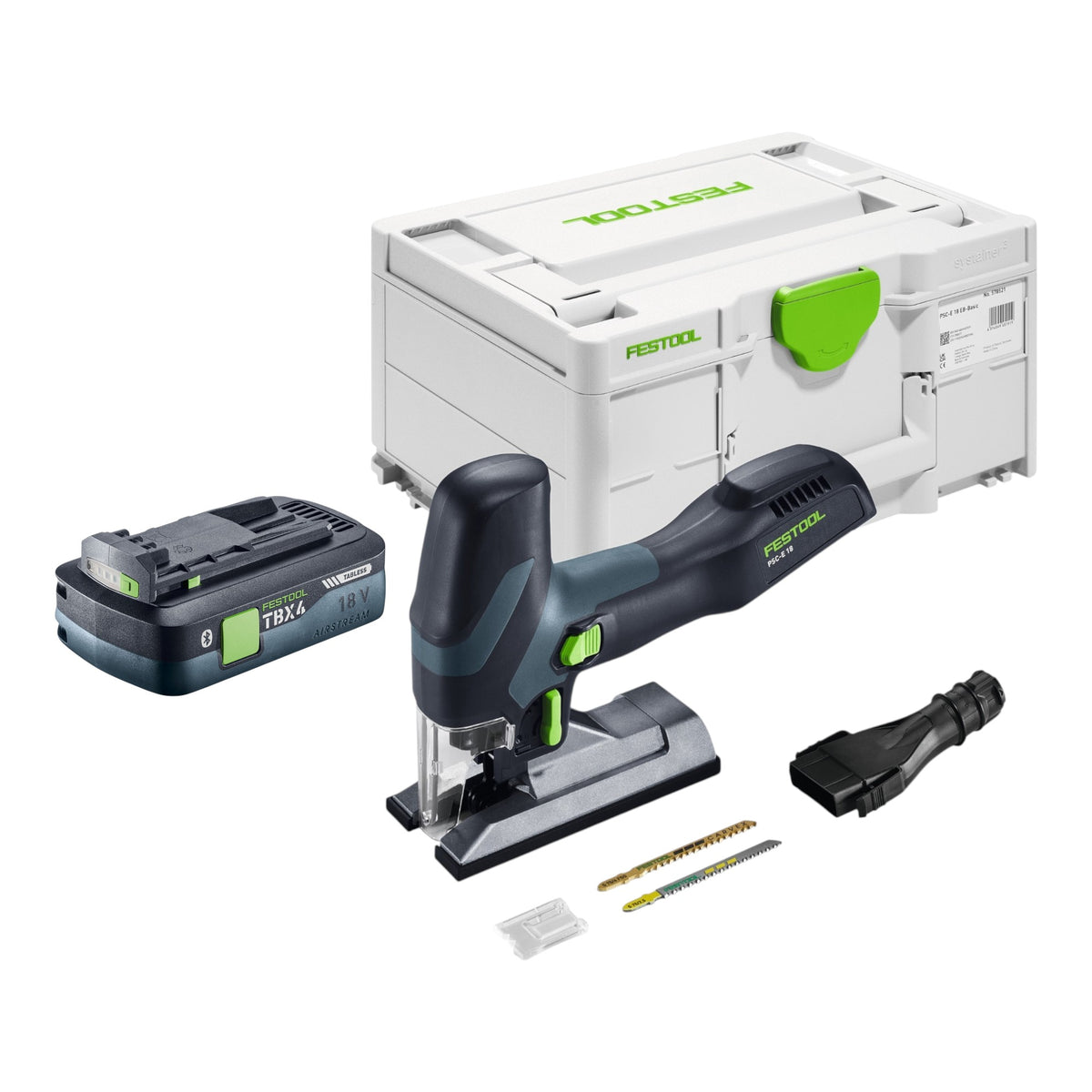 Sierra de calar oscilante a batería Festool PSC-E 18 EB-Basic 18 V 40 mm + 1 batería de 4,0 Ah + Systainer - sin cargador