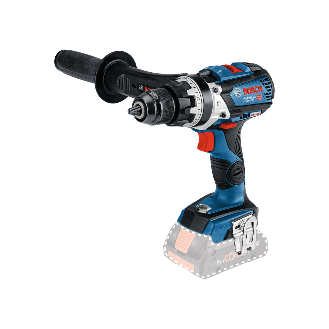 Taladro atornillador a batería Bosch GSB 18V-110 C Professional 18 V 110 Nm (0615A500E0) sin escobillas + 2 baterías de 5,0 Ah + cargador + juego de 35 puntas + L-Boxx