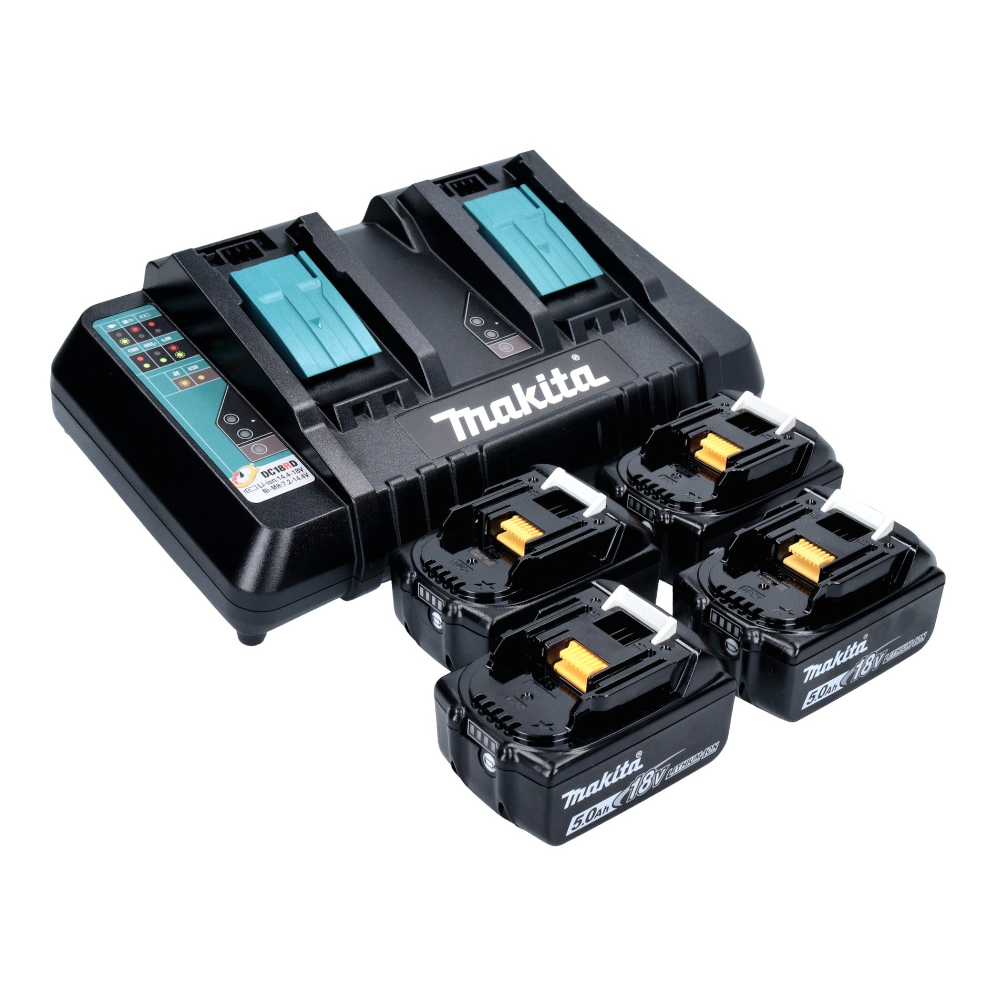 Makita DLM 466 PT4 Akku Rasenmaeher 36 V 2x 18 V 46 cm Brushless 4x Akku 5 0 Ah Ladegeraet 3 - toolbrothers