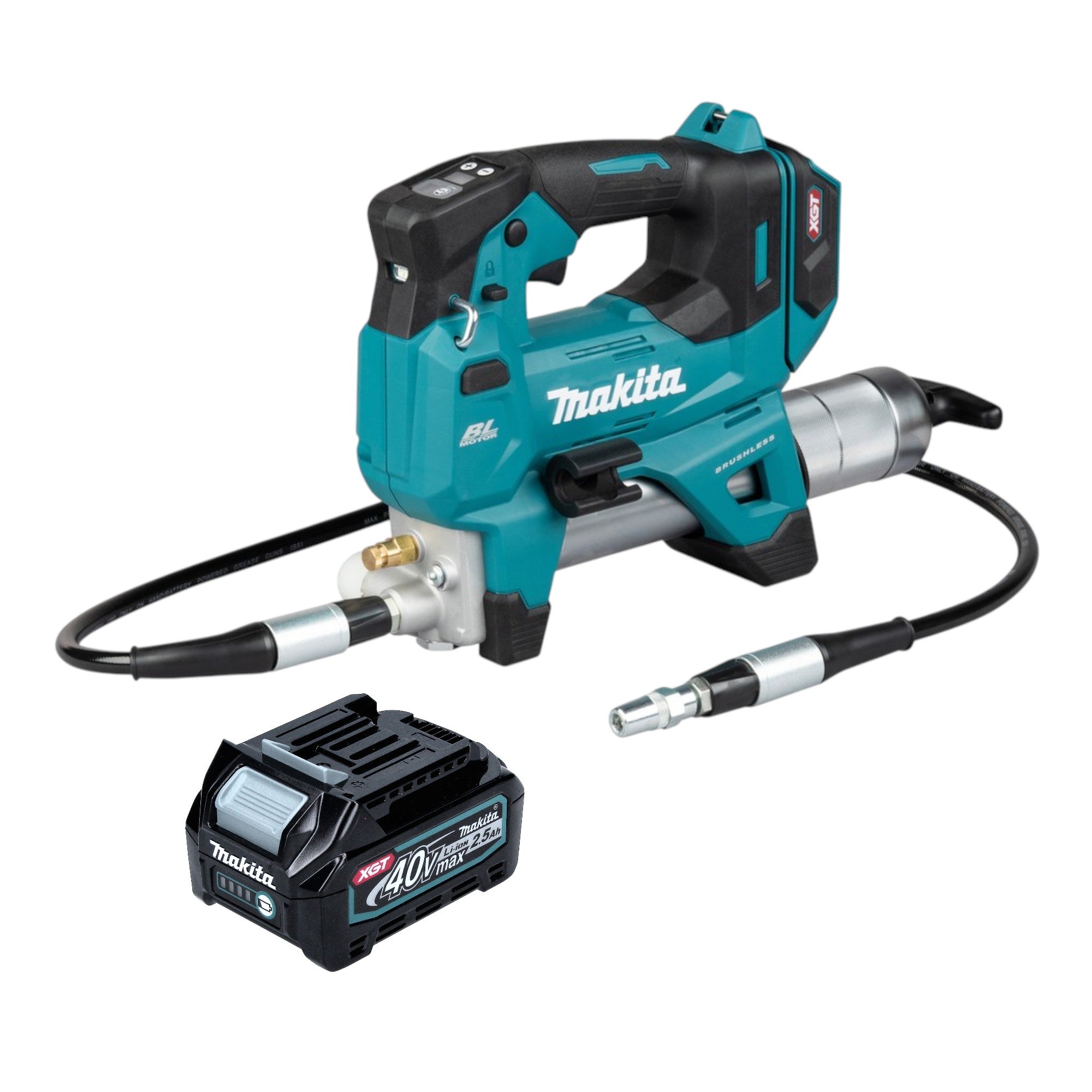 Makita GP 001 GD1 Akku Fettpresse 40 V max 690 bar Brushless 1x Akku 2 5 Ah ohne Ladegeraet 0 - toolbrothers