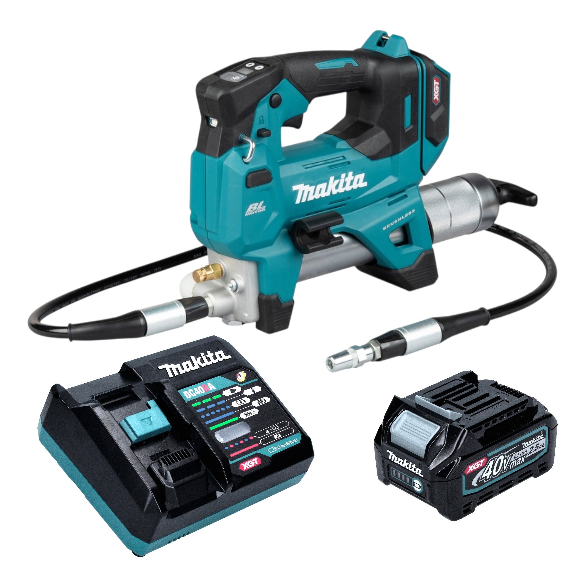 Makita GP 001 GD101 Akku Fettpresse 40 V max 690 bar Brushless 1x Akku 2 5 Ah Ladegeraet 0 - toolbrothers