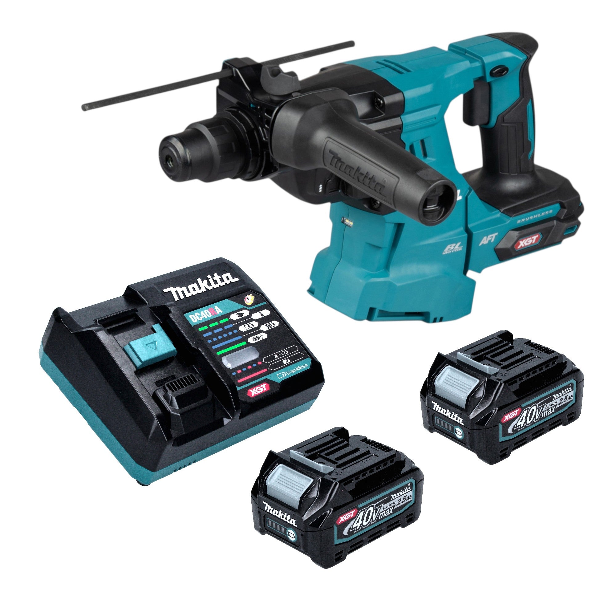 Makita HR 011 GD201 Akku Kombihammer 40 V max 3 3 J SDS plus Brushless 2x Akku 2 5 Ah Ladegeraet 0 - toolbrothers