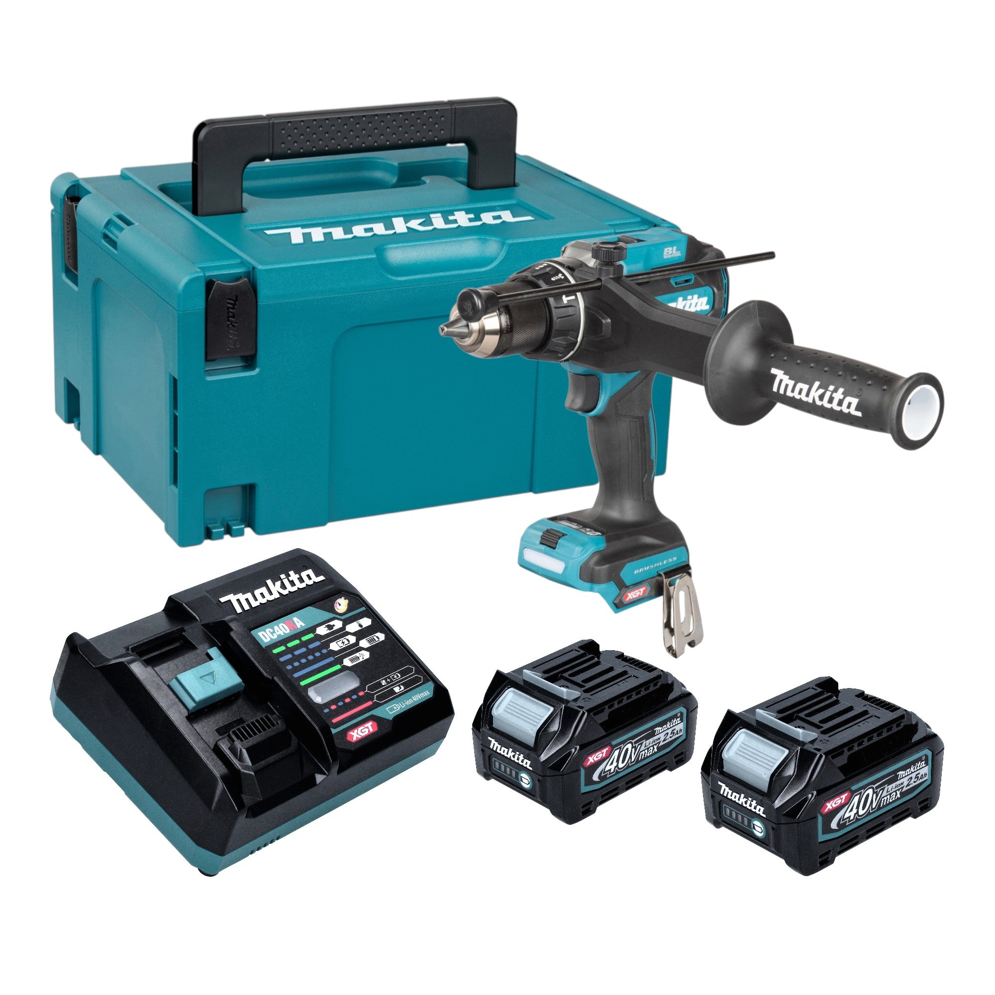 Makita HP 003 GD201 Akku Schlagbohrschrauber 40 V max 180 Nm Brushless 2x Akku 2 5 Ah Ladegeraet Makpac 0 - toolbrothers