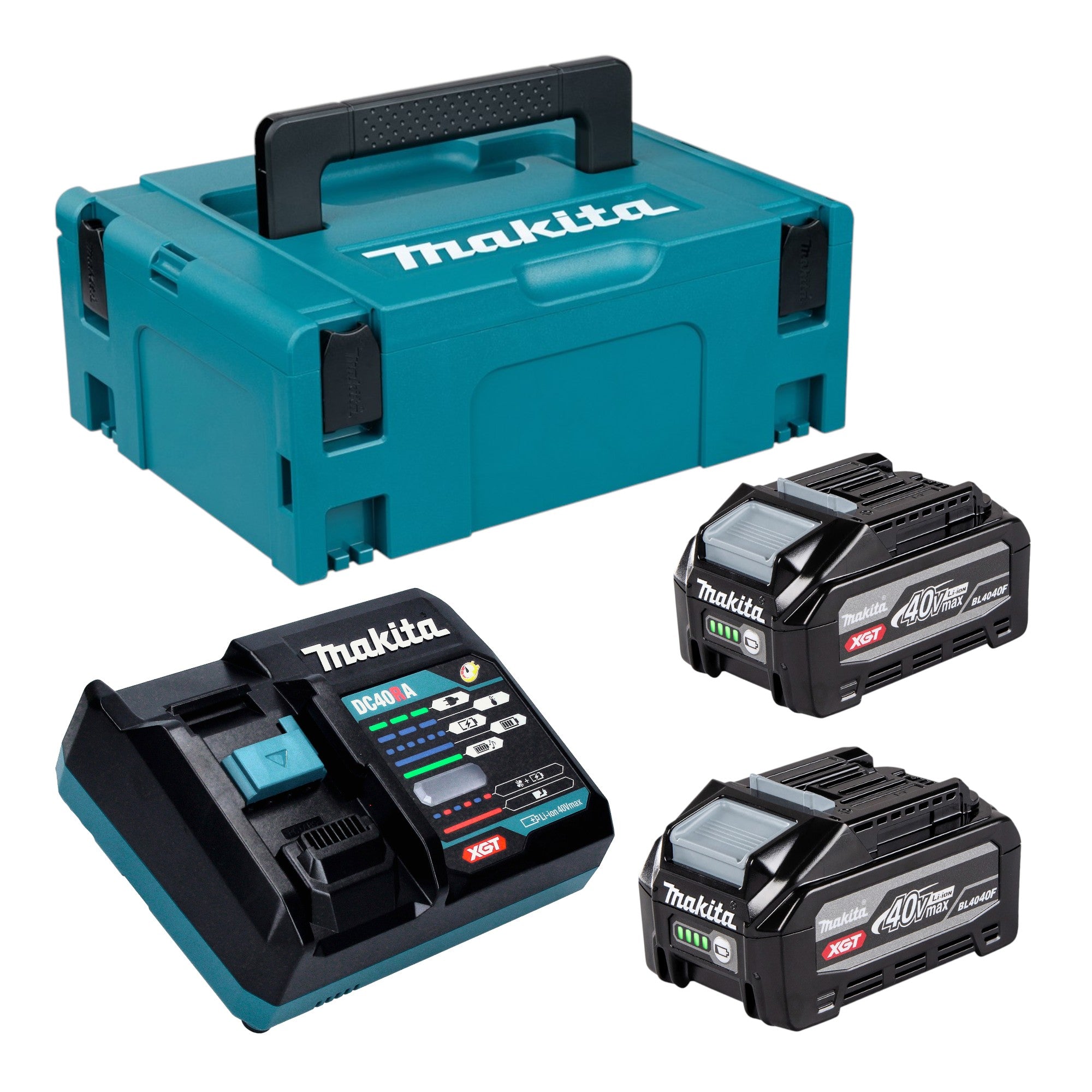 Makita Power Source Kit 2x BL 4040 F Akku 40 V max 4 0 Ah XGT 2x 1910N6 8 DC 40 RA Ladegeraet 191E07 8 Makpac 0 - toolbrothers