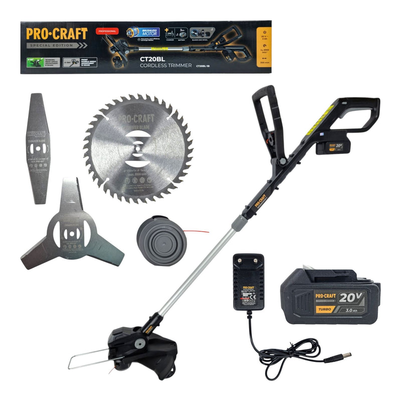 Procraft CT20BL Akku Rasentrimmer 20 V 30 cm Brushless 1x Akku 3 0 Ah Ladegeraet 0 - toolbrothers