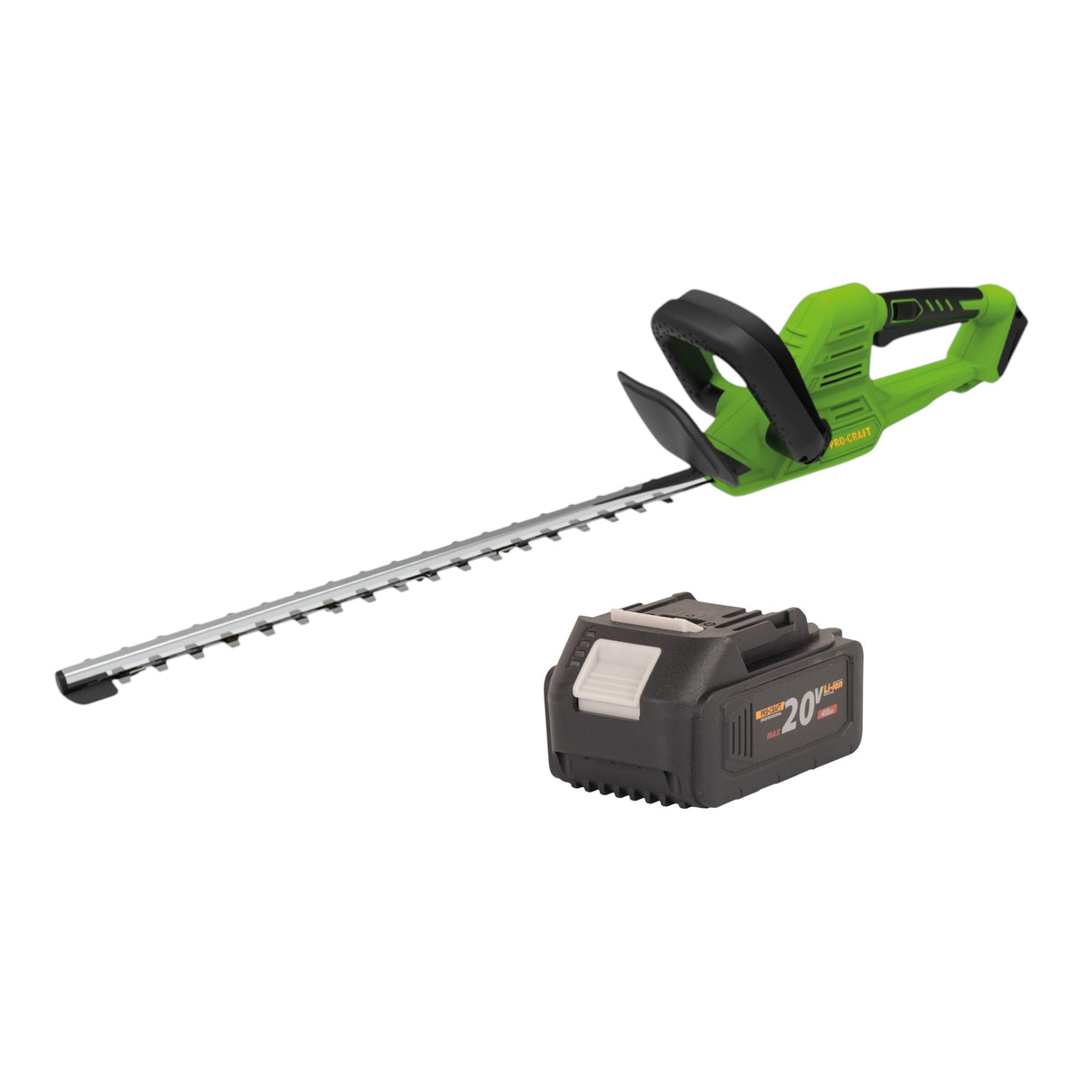 Procraft PZA26bb Tijeras para setos a batería 20 V 550 mm sin escobillas + 1 batería de 4,0 Ah - sin cargador