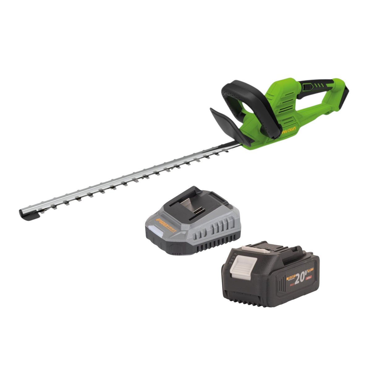 Procraft PZA26bb Tijeras para setos a batería 20 V 550 mm sin escobillas + 1 batería de 4,0 Ah + cargador