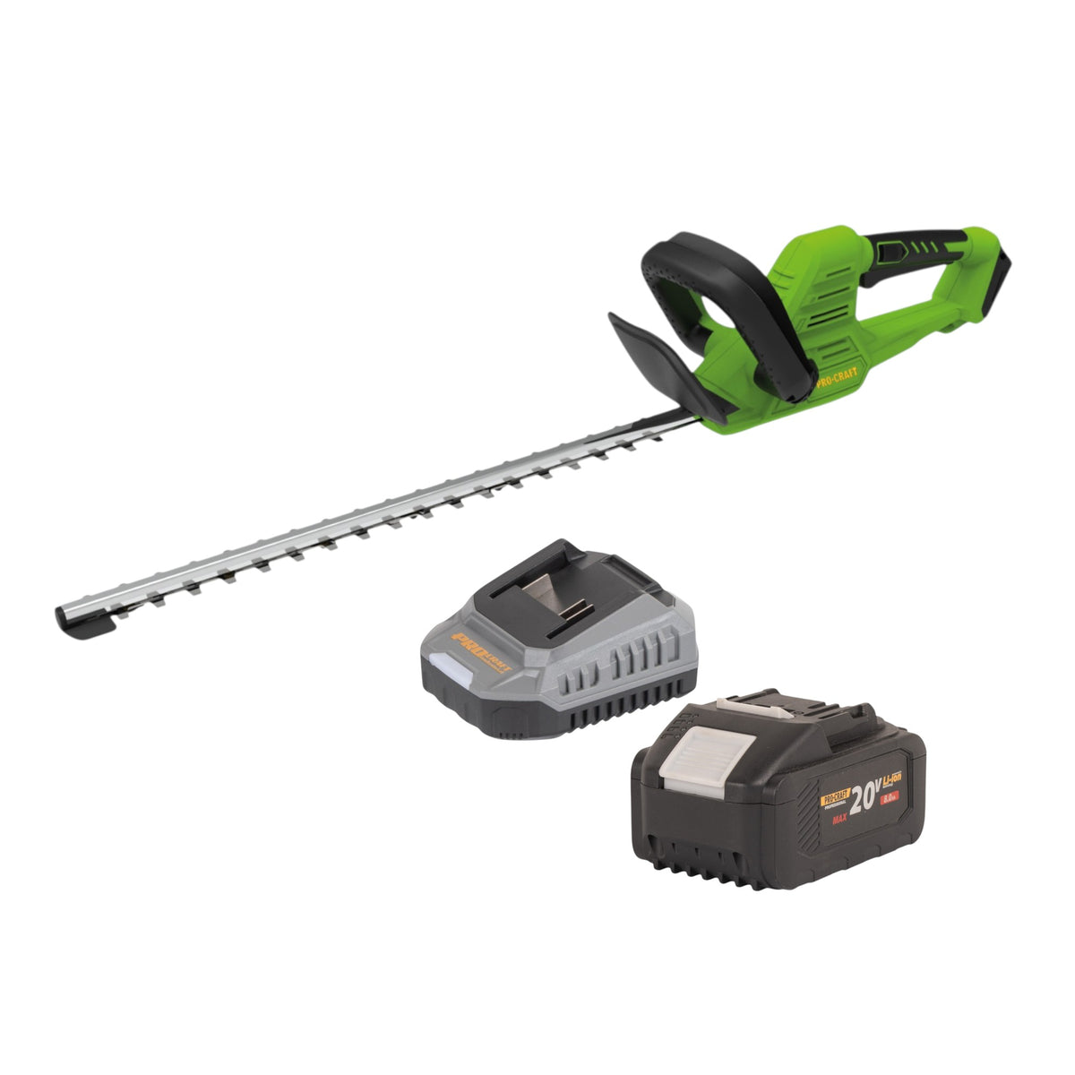Cortasetos a batería Procraft PZA26bb de 20 V y 550 mm sin escobillas + 1 batería de 8,0 Ah + cargador