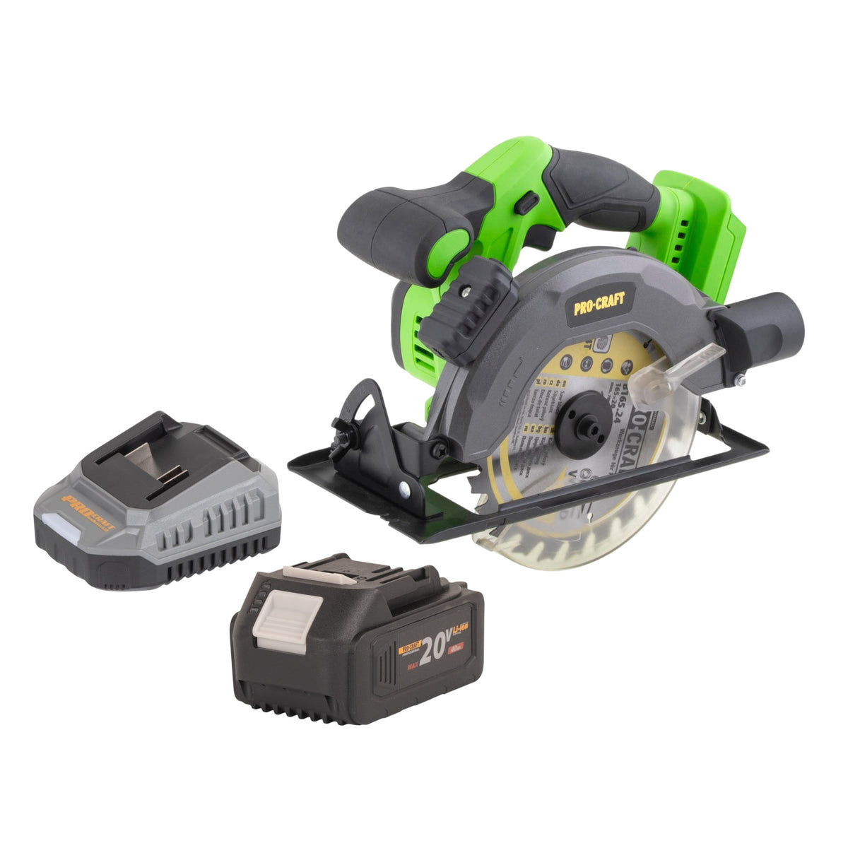 Sierra circular a batería Procraft PCA28bb 20 V 165 mm sin escobillas + 1 batería de 4,0 Ah + cargador