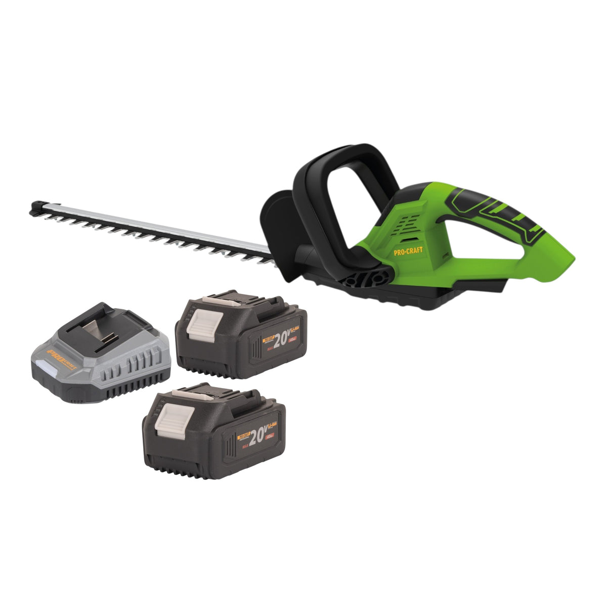 Procraft PZA24bb Tijeras para setos a batería 20 V 510 mm sin escobillas + 2 baterías de 4,0 Ah + cargador