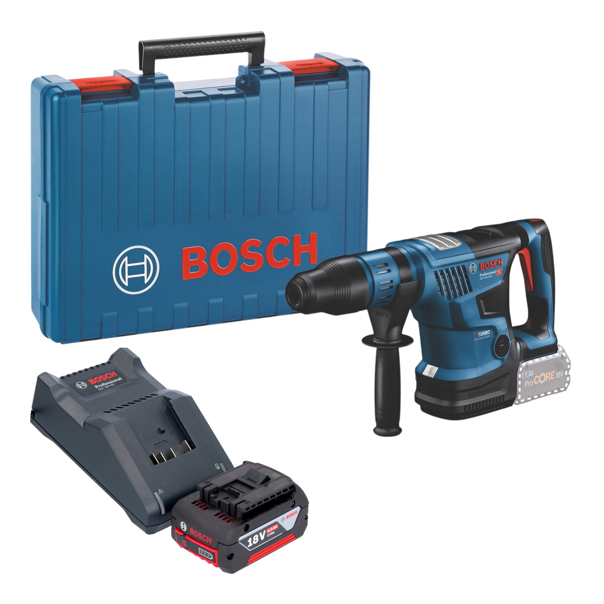 Bosch GBH 18V 36 C Professional Akku Bohrhammer 18 V 7 J SDS max Brushless 1x Akku 4 0 Ah Ladegeraet Koffer 0 - toolbrothers