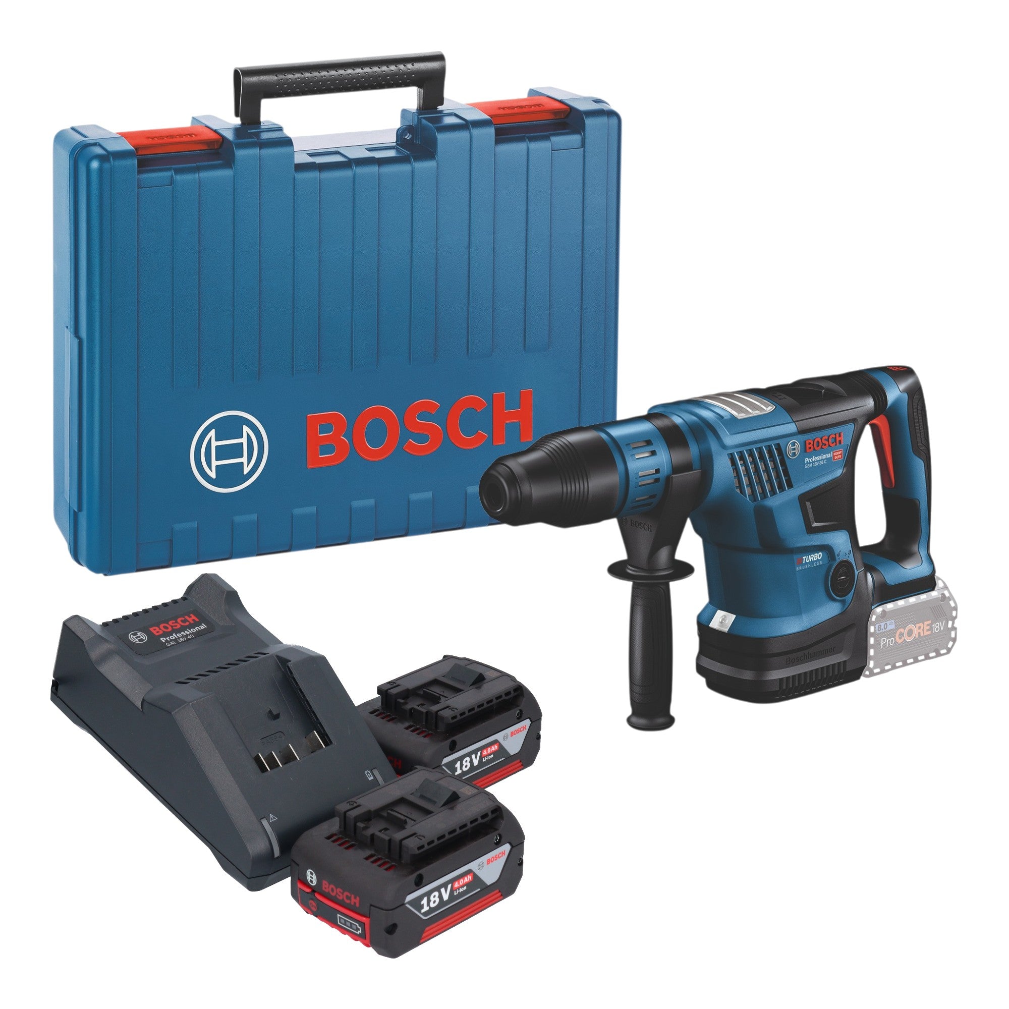 Bosch GBH 18V 36 C Professional Akku Bohrhammer 18 V 7 J SDS max Brushless 2x Akku 4 0 Ah Ladegeraet Koffer 0 - toolbrothers