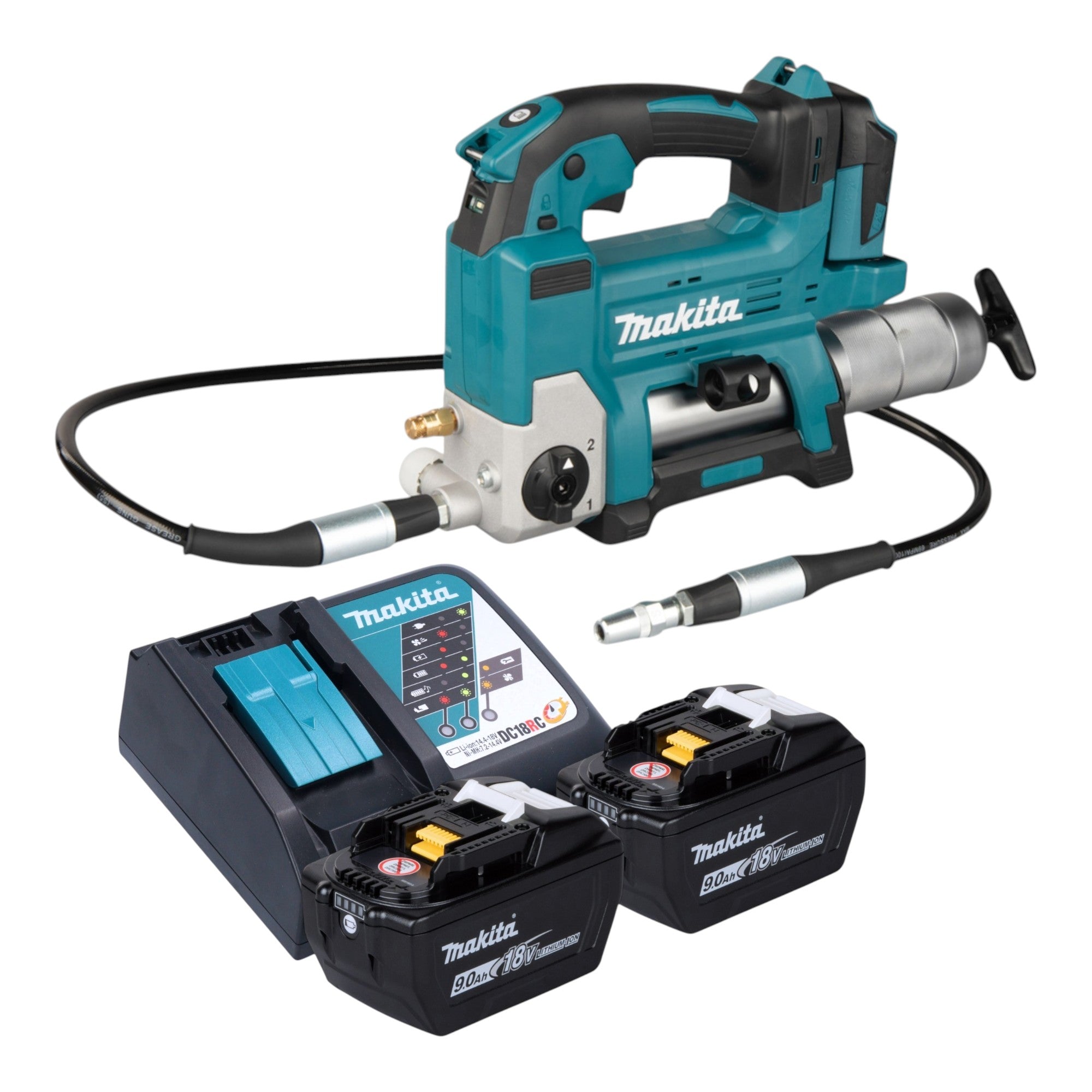 Makita DGP 180 Z Akku Fettpresse 18 V 690 bar 2x Akku 9 0 Ah Ladegeraet 0 - toolbrothers