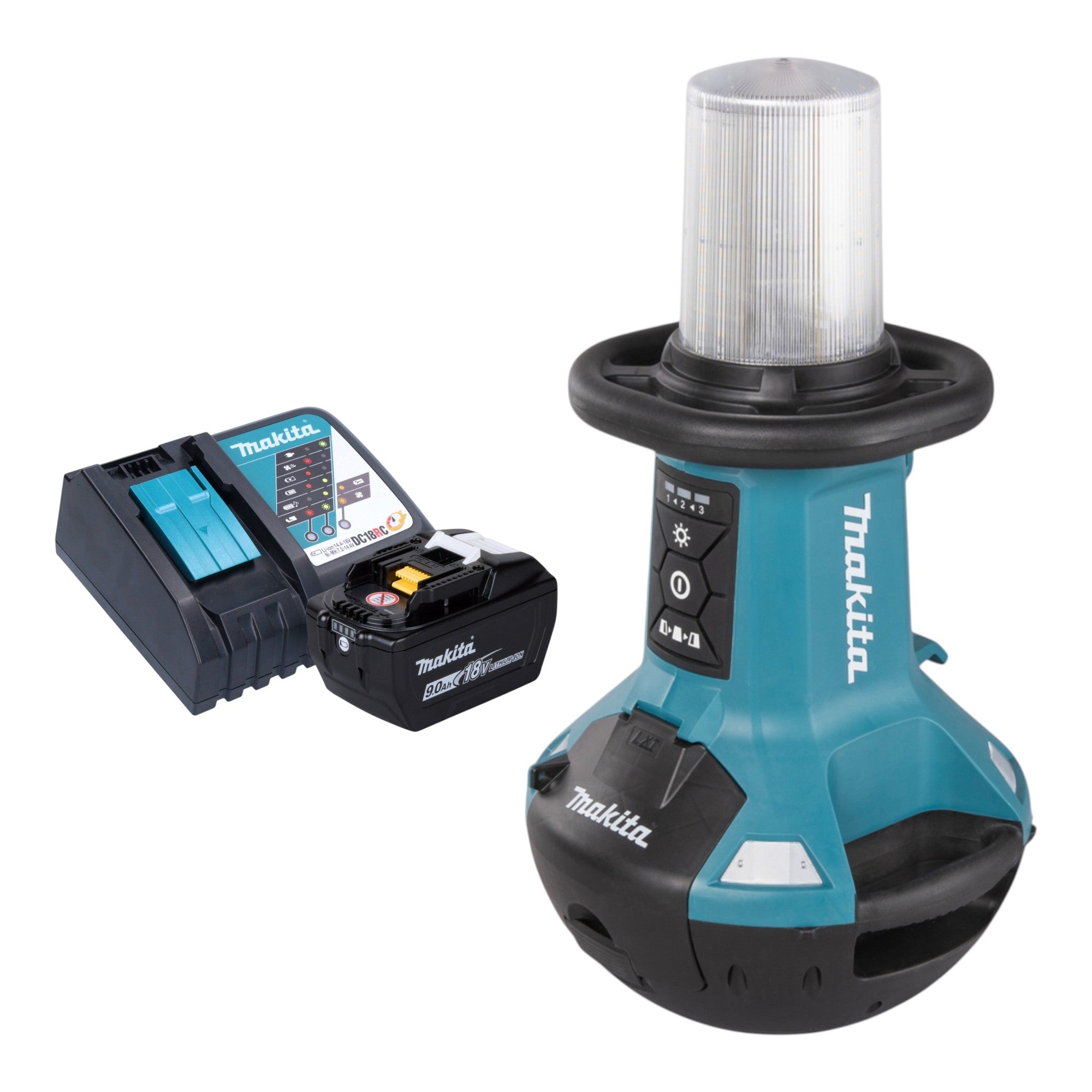 Makita DML 810 Z Akku LED Flaechenlicht 18 36 V 2 x 18 V 5500 lm IP54 1x Akku 9 0 Ah Ladegeraet 0 - toolbrothers
