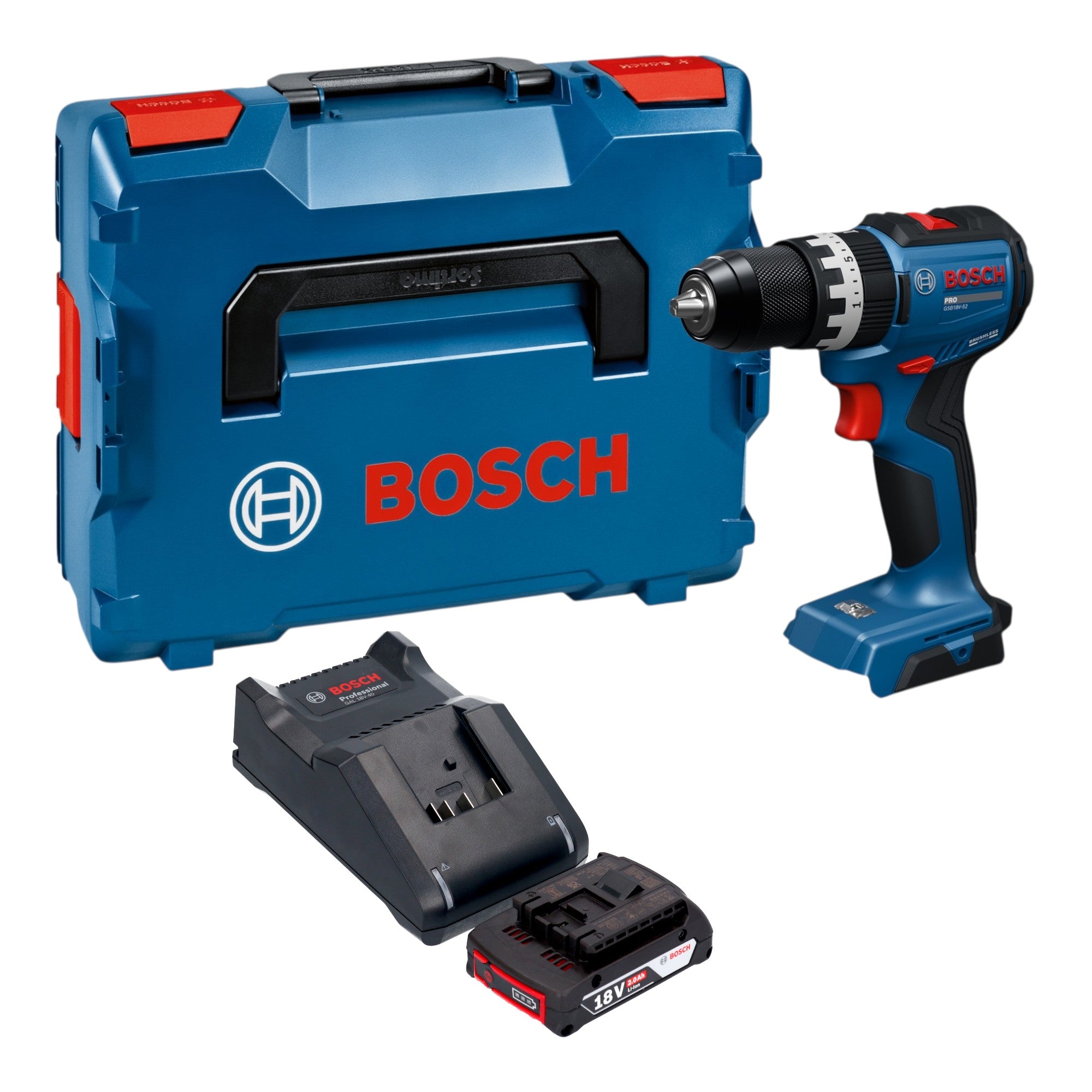 Bosch GSB 18V 52 Professional Akku Schlagbohrschrauber 18 V 70 Nm Brushless 1x Akku 2 0 Ah Ladegeraet L Boxx 0 - toolbrothers